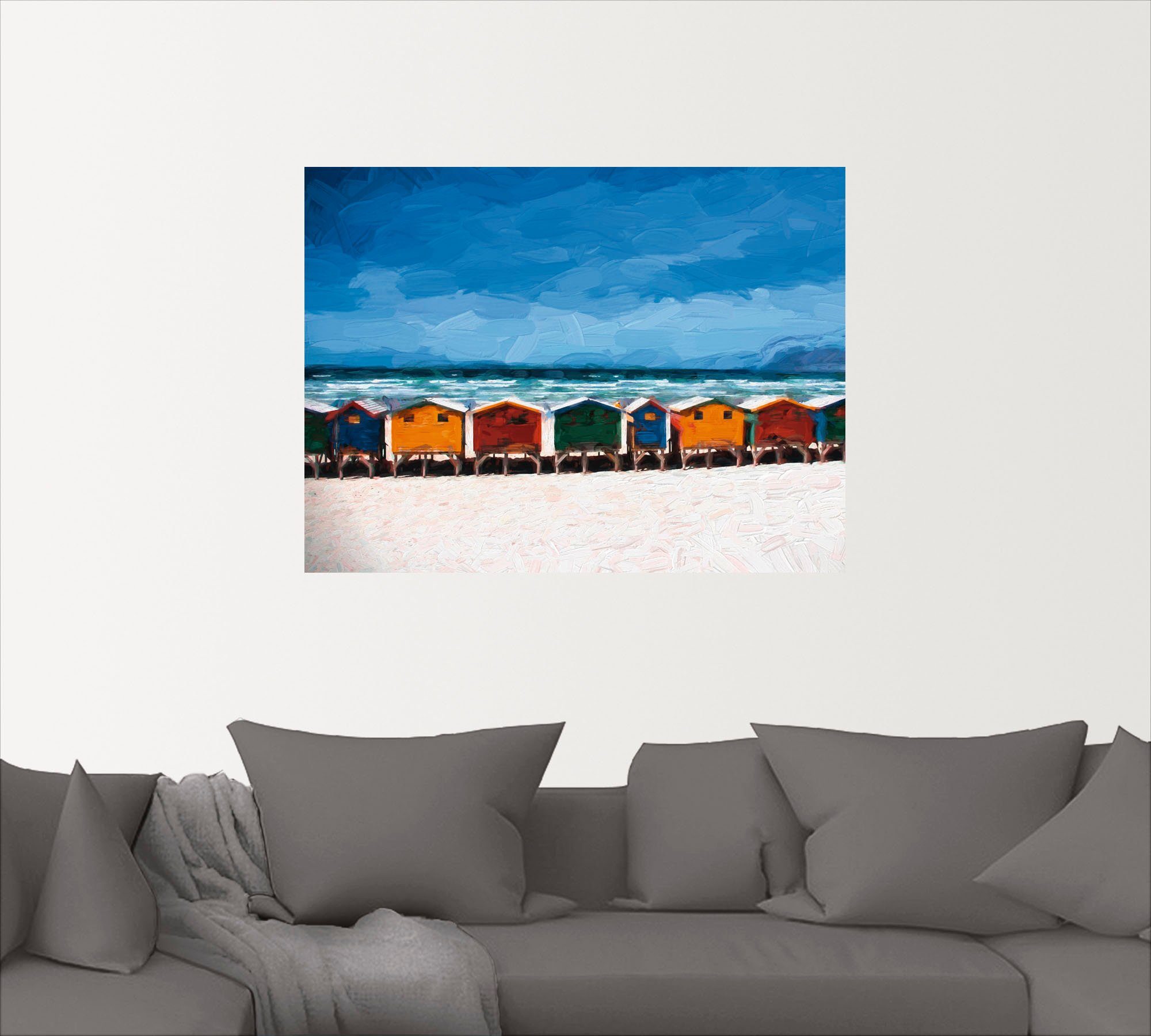 Artland Wandbild Häuser am Meer, Wandaufkleber versch. Größen Poster Strand oder als (1 in St), Leinwandbild