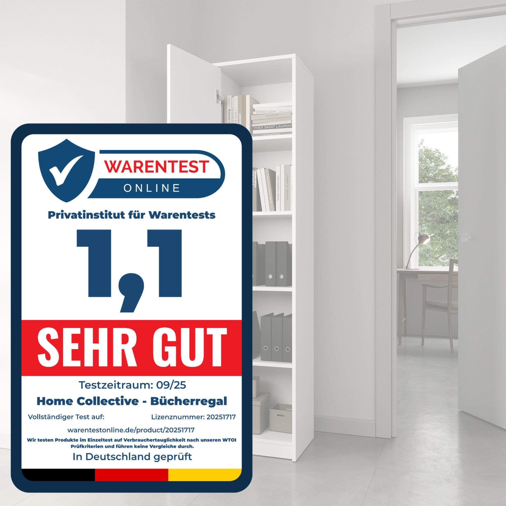 Home Collective Aktenschrank Bücherregal Kleiderschrank Regal 40cm breit 180cm hoch Schrank (Regal Wand schmal Holz für Schlafzimmer Flur Keller Büro) Mehrzweckschrank mit 4 verstellbaren Einlegeböden Aktenschrank weiß