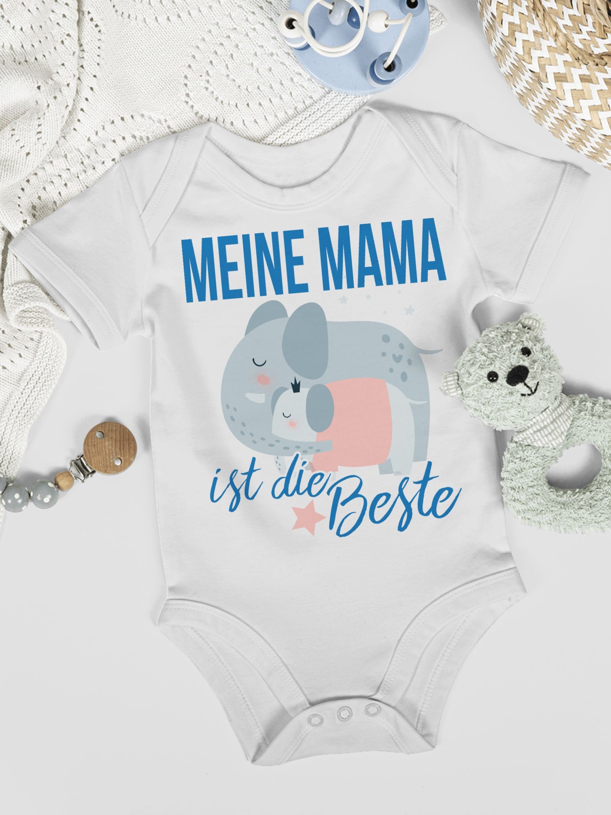 Elefanten Shirtracer Muttertagsgeschenk (1-tlg) die Meine 1 Mama Shirtbody Weiß ist Beste
