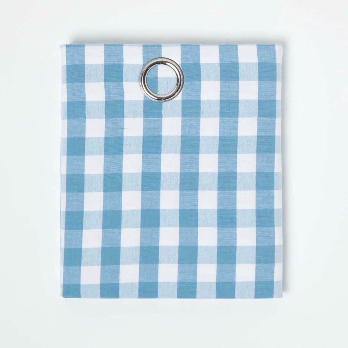Homescapes Gardine Blau karierter Ösenvorhang im 2er Pack, B 137 cm x L 117 günstig online kaufen