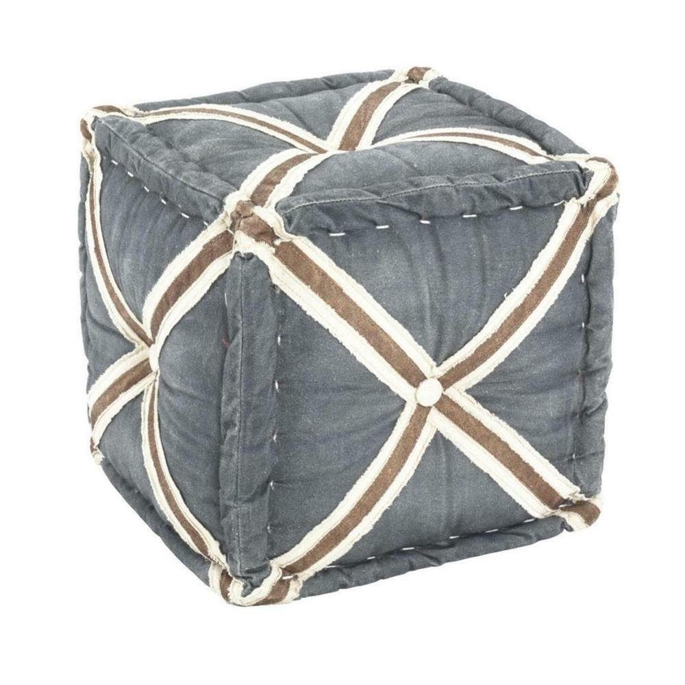dasmöbelwerk Sitzhocker Hocker mit Kreuzmotiv Sitzpouf grau, Kreuzmotiv