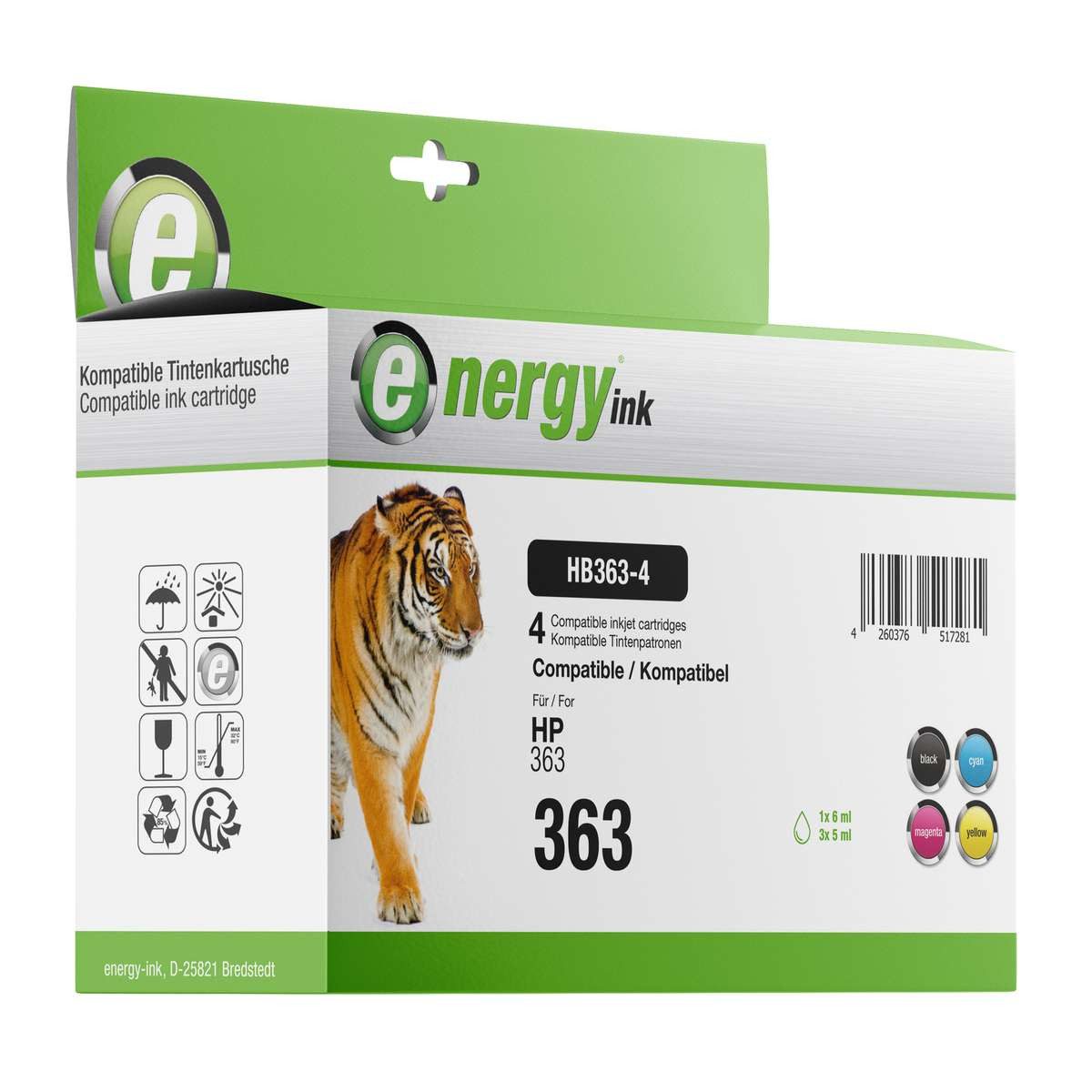 Energy-ink Tintenpatronen ersetzt HP 363 - 4er Multipack Tintenpatrone (kompatibel, mehrfarbig)