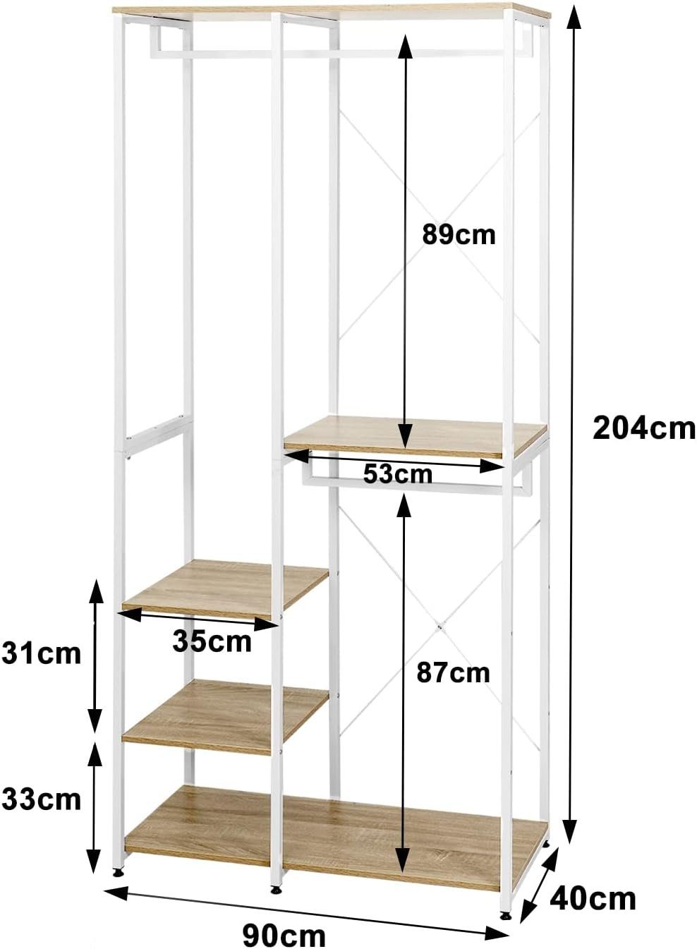 Woltu Garderobenständer, (1 St), Kleiderständer mit Ablage, aus Holz und Stahl