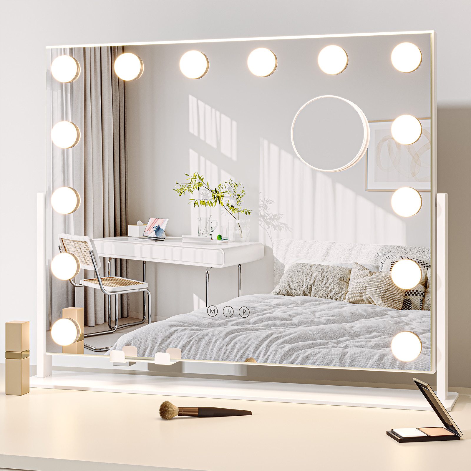 Dripex Schminkspiegel Hollywood Spiegel mit 12/14/15 LED, 3 Lichtfarben Dimmfunktion