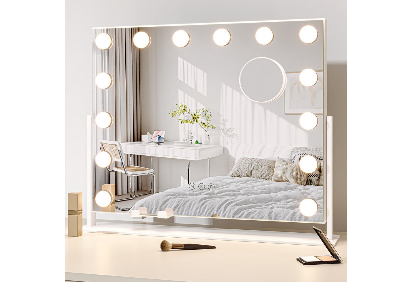 Dripex Schminkspiegel Hollywood Spiegel mit 12/14/15 LED, 3 Lichtfarben Dimmfunktion