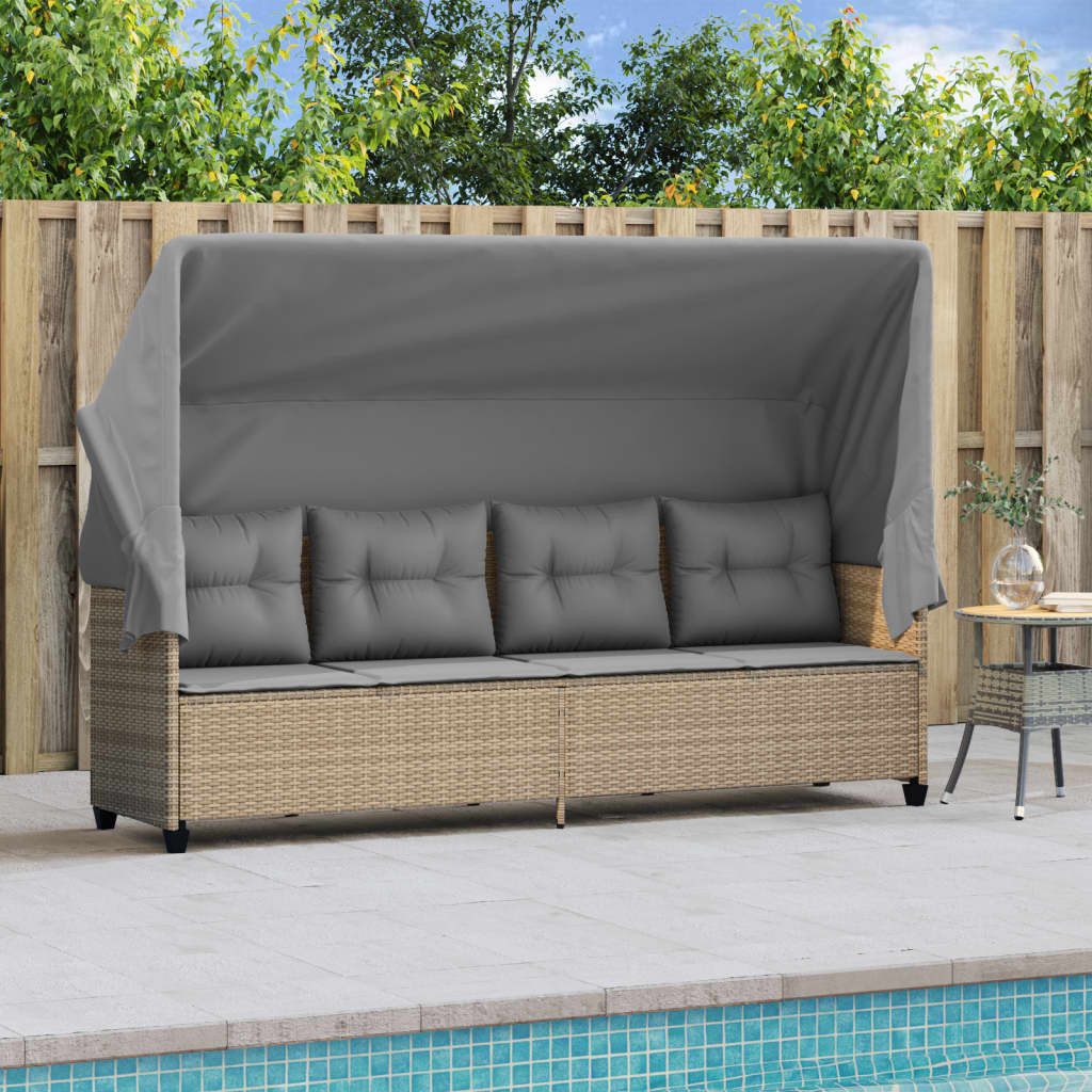 vidaXL Gartenliege Sonnenliege mit Dach und günstig online kaufen