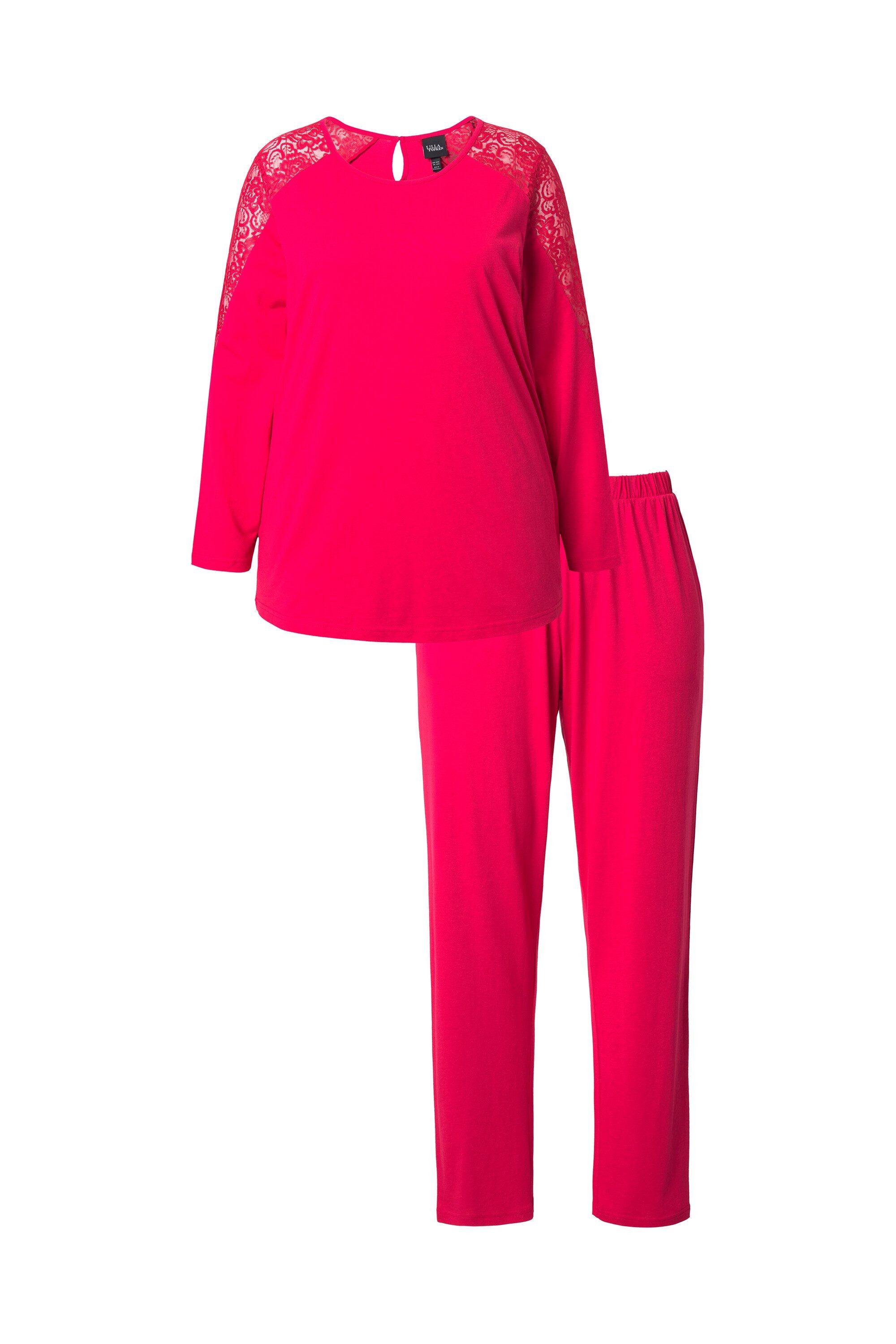 Ulla Popken Pyjama Pyjama Spitze Rundhals günstig online kaufen