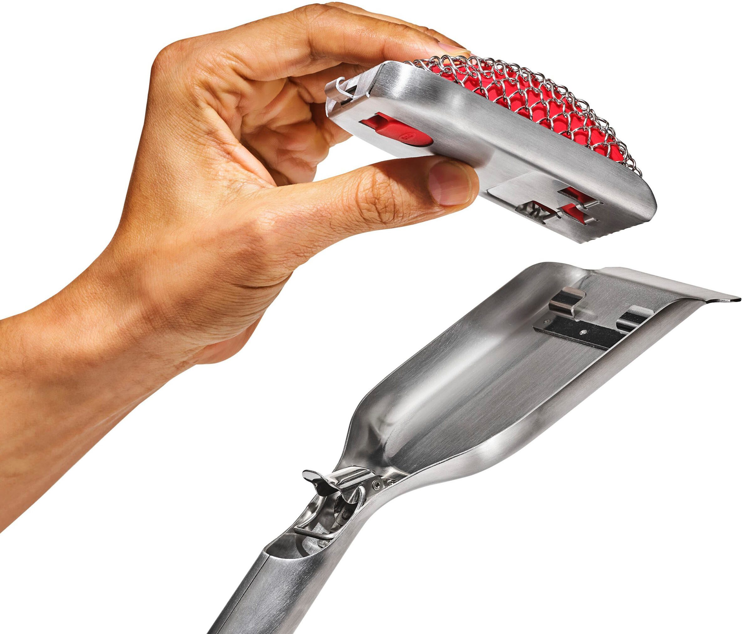 OXO Good Grips Grillbürste Hot Clean, langlebige Edelstahlspulen mit flexiblem Silikon