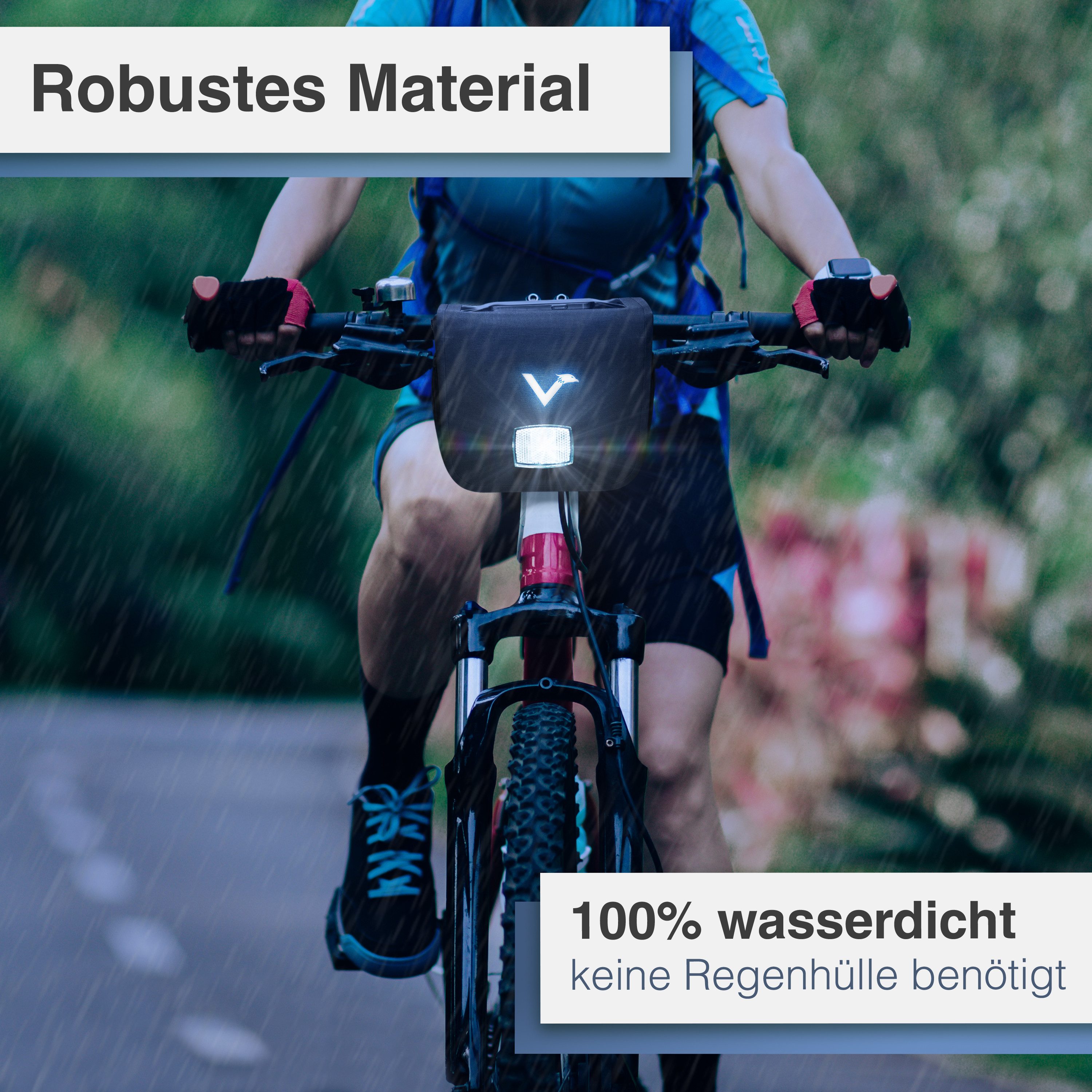 Valkental Lenkertasche Fahrradtasche vorne mit Handyfach, Klickfix-kompatibel, wasserdicht & reflektierend – Bild 4 von 5