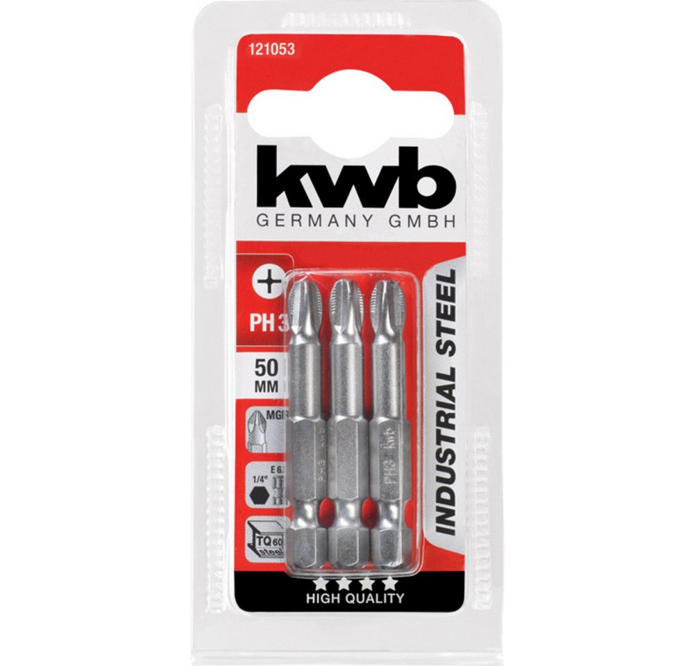 Thumbnail - kwb Kreuzschlitz-Bit kwb 121053 Kreuzschlitz-Bit PH 3 Stahl 3 St.