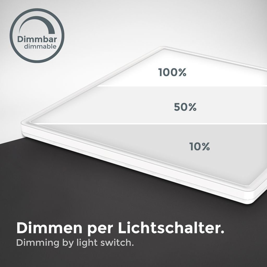 B.K.Licht Flach BKL1313, 4.000K Deckenlampe 22W Weiß Deckenleuchte 3.000lm - LED LED fest Backlight 420x420x29mm Ultra Neutralweiß, Memoryfunktion integriert, Panel