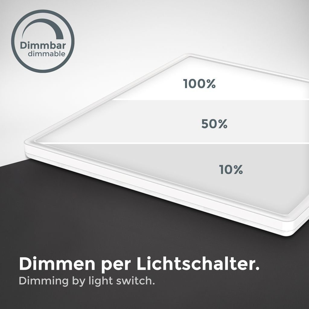 B.K.Licht BKL1313, Backlight Weiß Flach Neutralweiß, integriert, 22W fest Panel Ultra 3.000lm LED Deckenlampe Memoryfunktion 4.000K LED Deckenleuchte - 420x420x29mm