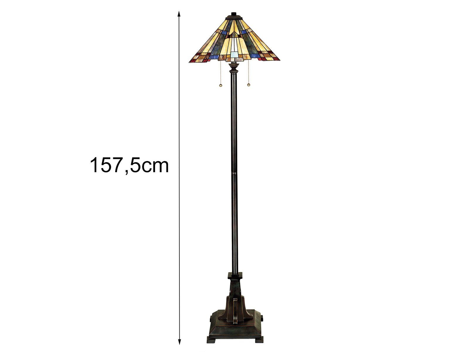 wechselbar, Höhe Ecke dimmbar Stehlampe, bunt, ausgefallene LED Glas-schirm LED Vintage meineWunschleuchte 158cm warmweiß, Tiffany