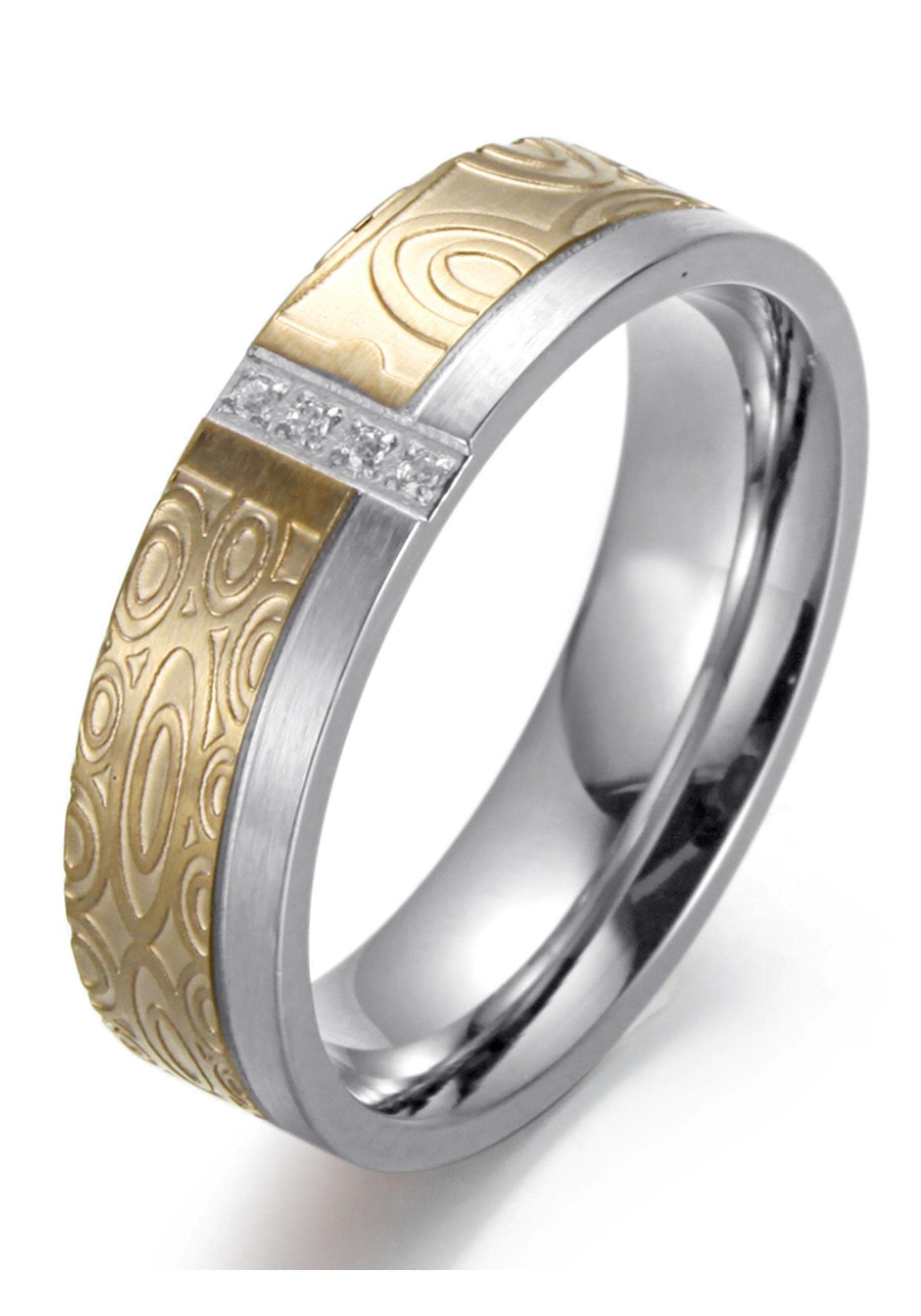 Firetti Fingerring Schmuck Geschenk bicolor, ca. 6,0 mm, mit Zirkonia (synth)