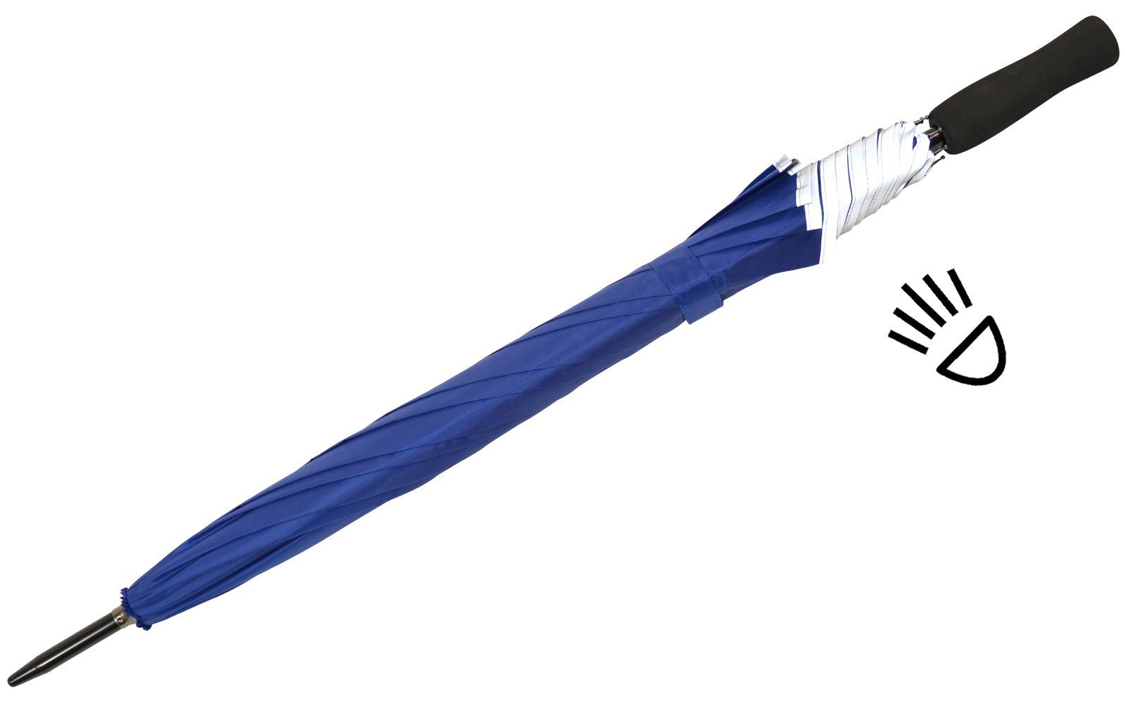 leichter Falcone® Reflex Sicherheitsschirm Stockregenschirm Borte, blau reflex Impliva reflektierende Fiberglas