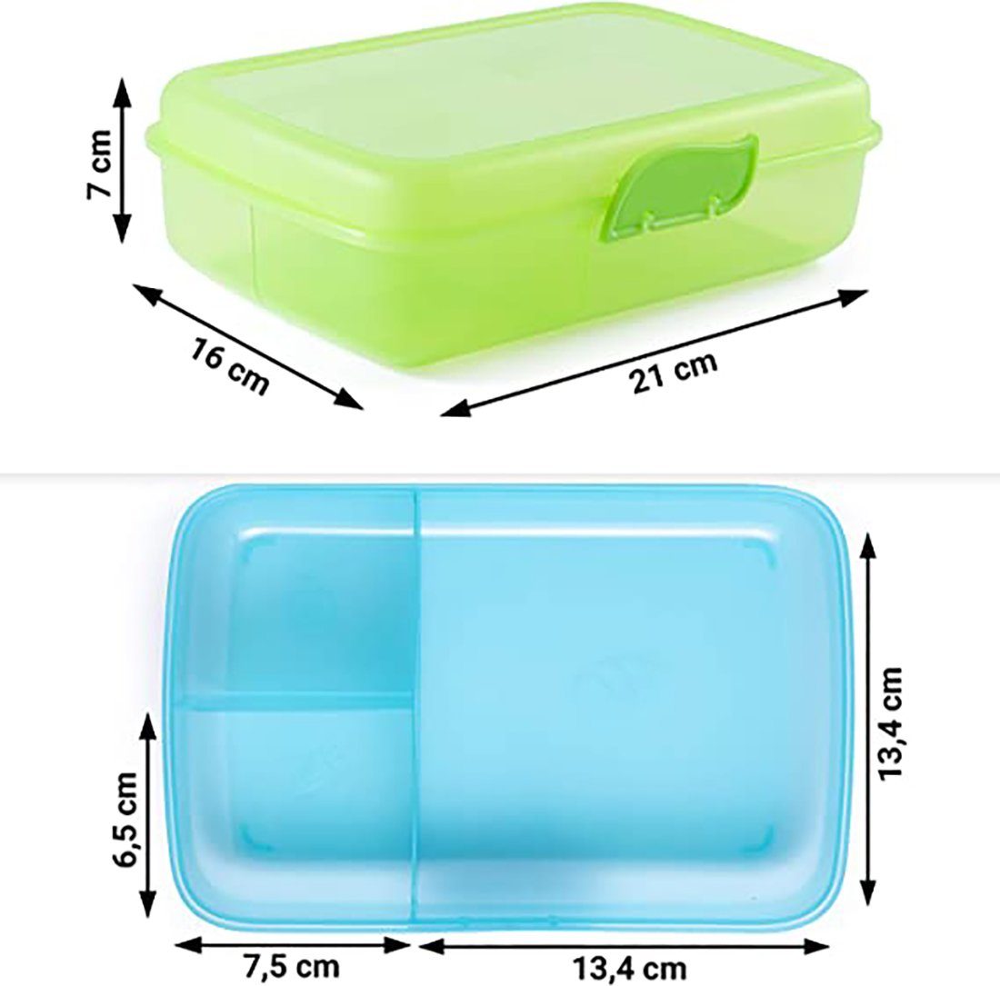 Kunststoff, und Fächern platzsparend Centi (Spar und Lunchbox Clickverschluss Brotdose Clickverschluss, 4-tlg), Fächern mit mit Set,