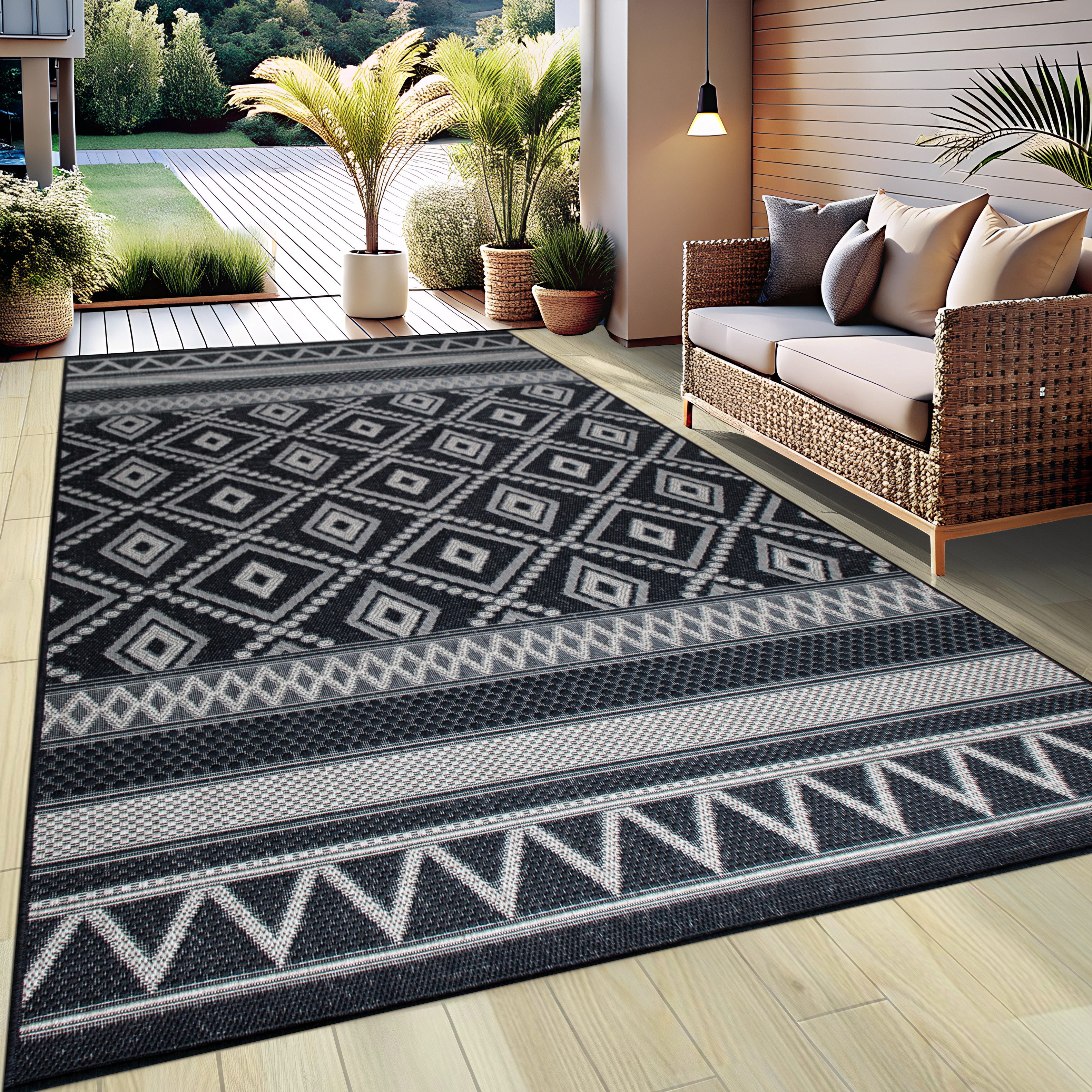 OTTO home Teppich Toronto auch als Läufer erhältlich, rechteckig, Höhe: 3 mm, In- und Outdoor geeignet, Sisal-Optik, Wetterfest & UV-beständig, Boho