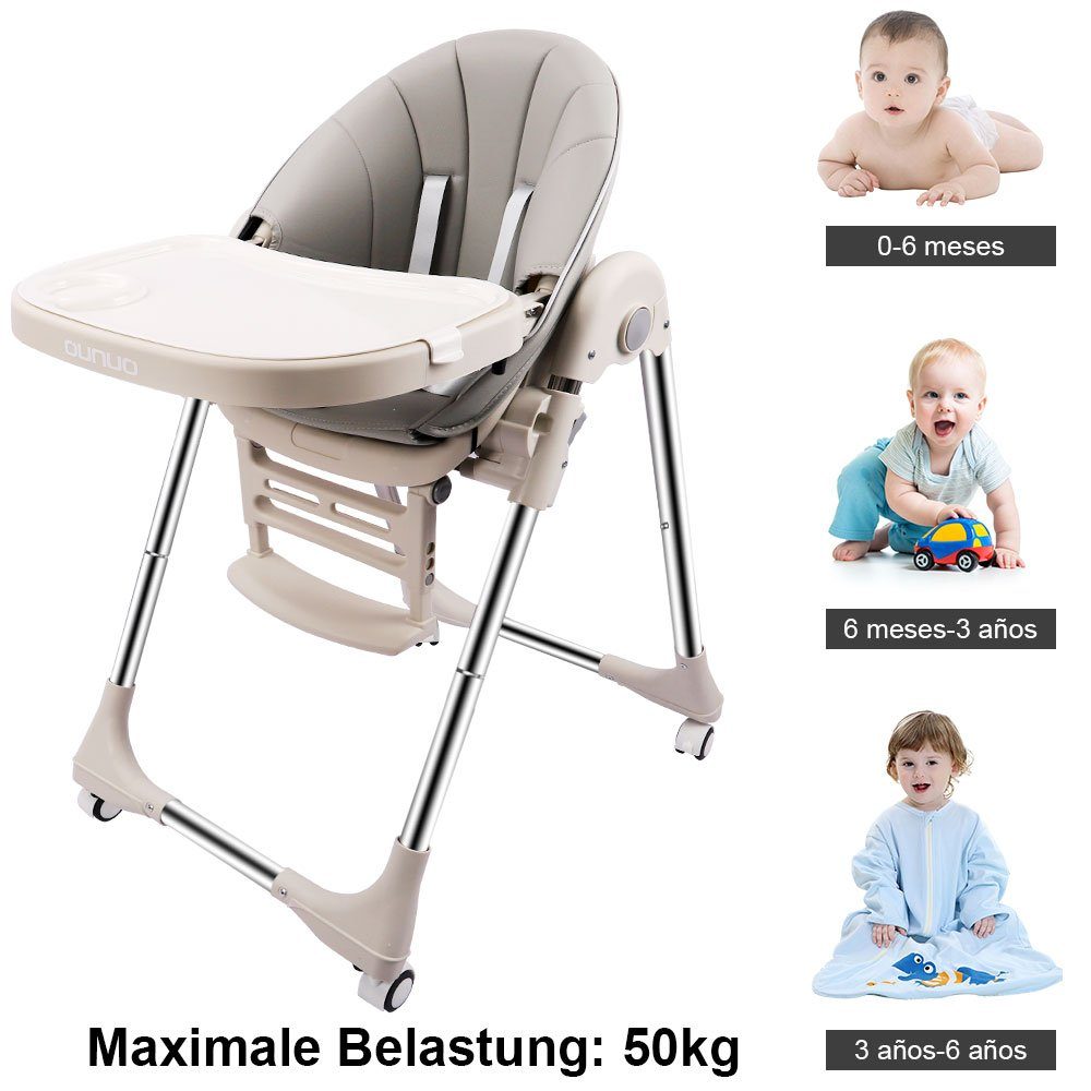 Verstehllbar Kindersitz und Klappbar Grau Hochstuhl Kinderstuhl OUNUO Baby