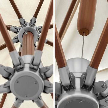 anndora-sonnenschirm Ampelschirm 3x4m rechteckig mit Granit Schirmständer, LxB: 300,00x400,00 cm, natur, Kurbelmechanik