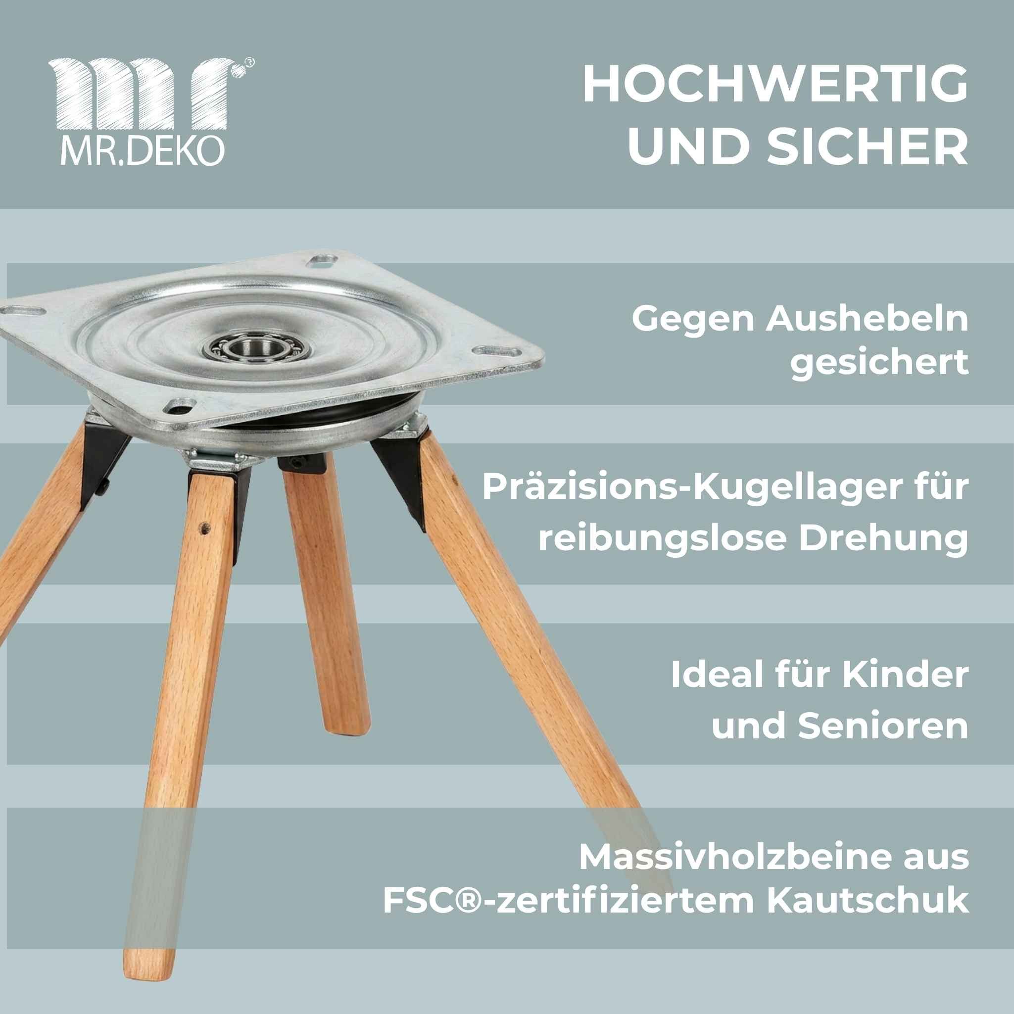 MR.DEKO Esszimmerstuhl Schminktisch Stuhl Matera Esszimmerstuhl drehbar FSC®100% (einzelnd, oder als Set erhältich für Küche und Esszimmer, 1 St), Armlehnstuhl  – Bild 5 von 5