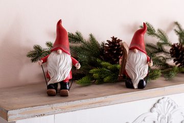 Myflair Möbel & Accessoires Weihnachtsfigur Weihnachtsdeko rot (Set, 2 St), Wichtel auf Skiern, Höhe ca. 20 cm