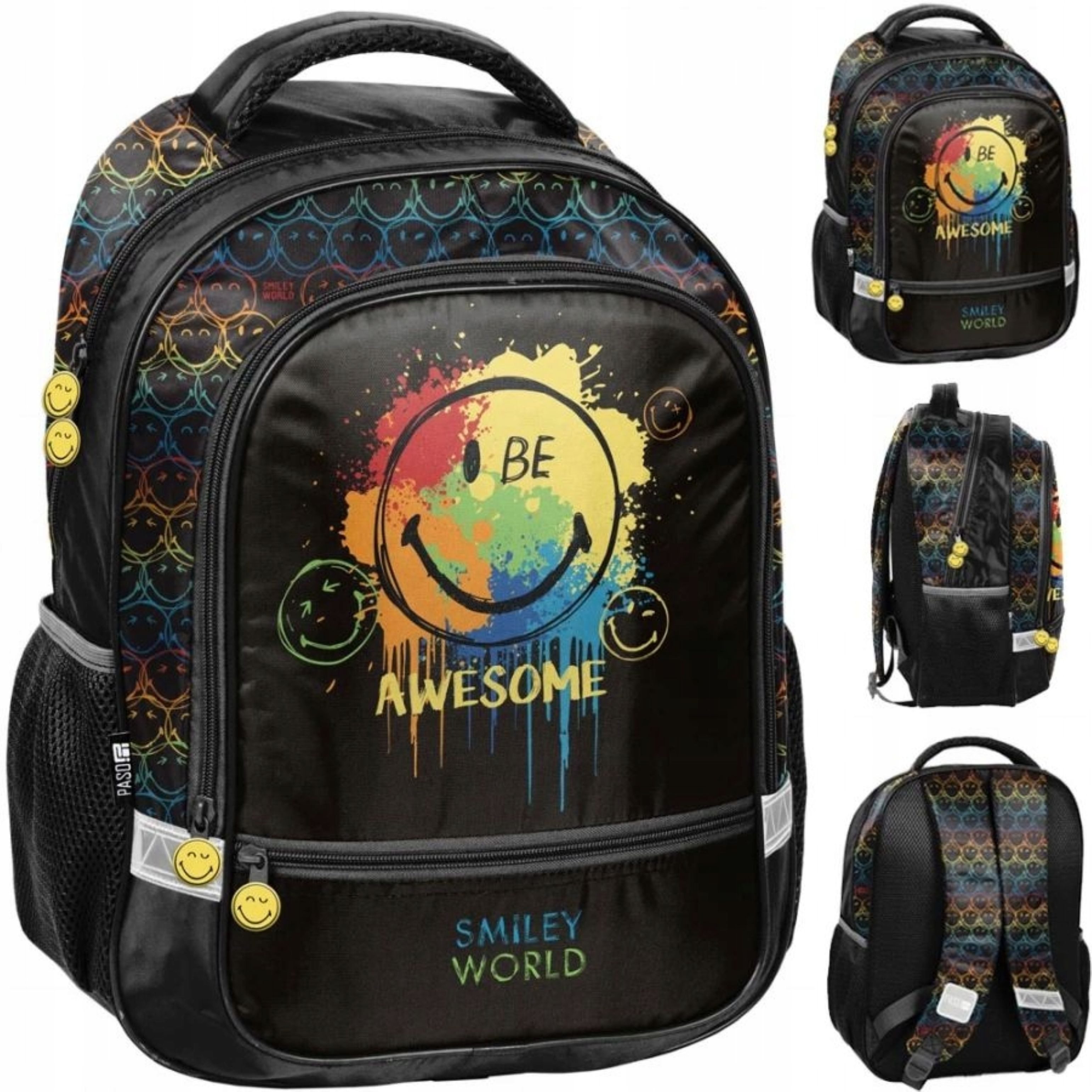PASO Schulrucksack Ergonomischer Paso Schulrucksack mit Smiley, sicher und funktional