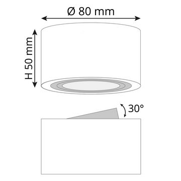 SSC-LUXon Aufbauleuchte CELI-1W flacher Decken Aufbauspot weiss schwenkbar mit LED Modul 4W, Extra Warmweiß