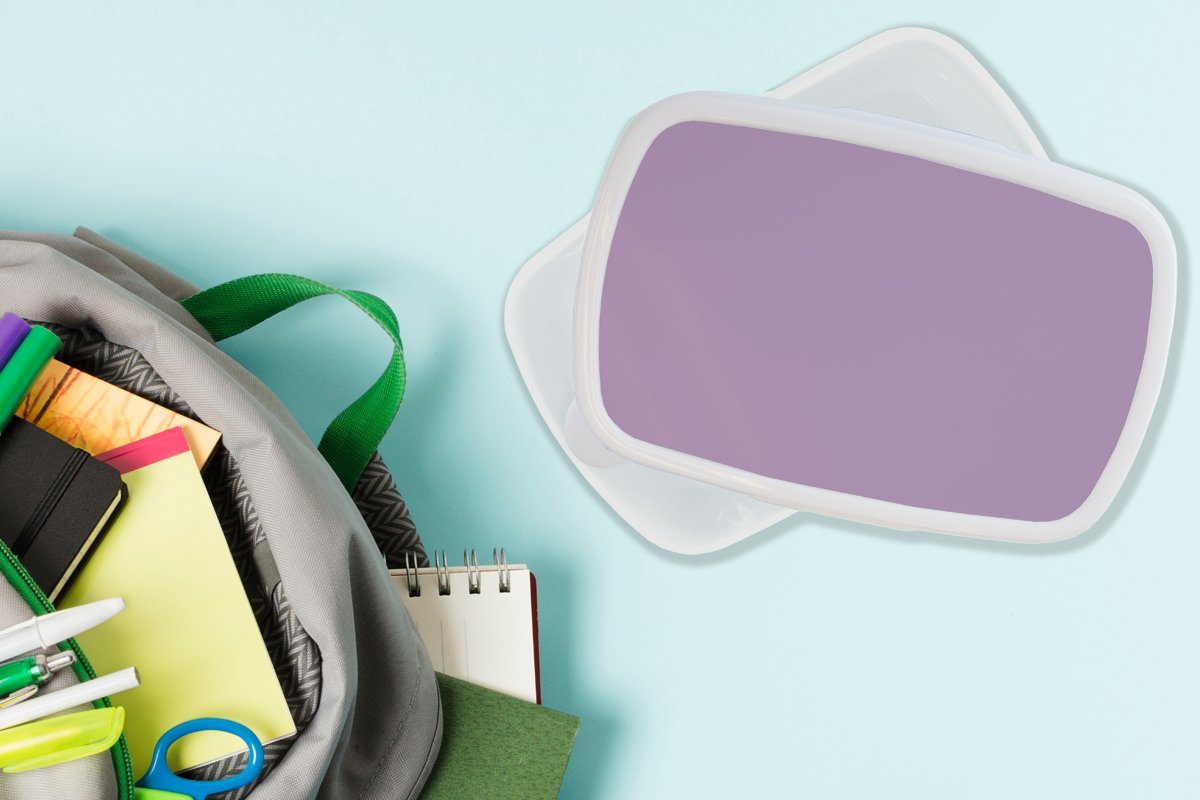 - Einfarbig, und Kunststoff, (2-tlg), Brotdose, Farbe und Violett - für Mädchen MuchoWow Kinder für - Lunchbox weiß Farben Erwachsene, Brotbox - Innenbereich Jungs