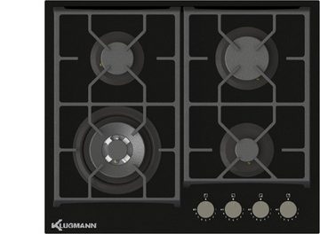 Klugmann Backofen-Set KO608TCX, mit 1-fach-Teleskopauszug, AquaLystic, Drehspieß, 72 L, vitroceramic Gaskochfeld nicht glas, WOK4kW Aufsatz