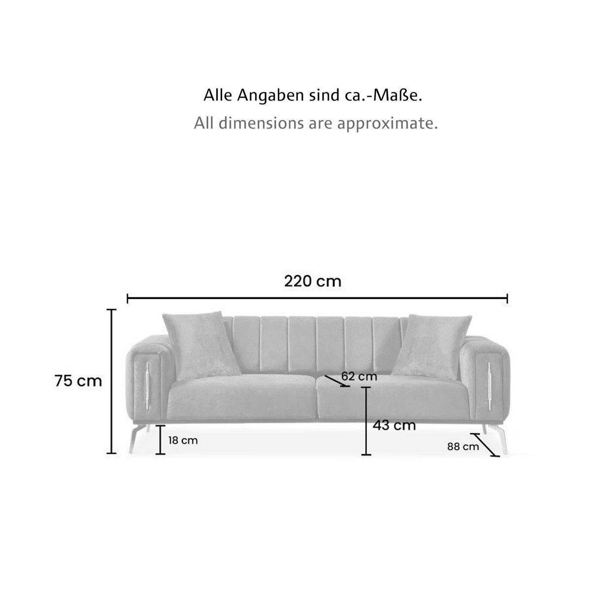 Palms-Store Sofa Valenzo wählbar in 6 Samtfarben und Sitzvarianten, Spar-Set, 3-Sitzer mit integrierter Schlaffunktion
