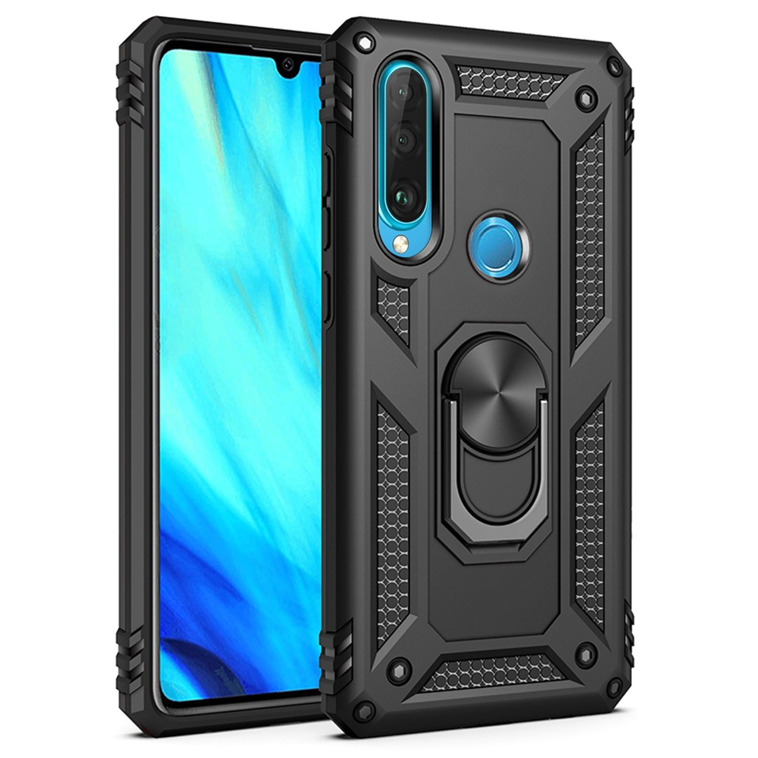 Nalia Smartphone-Hülle Huawei P30 Lite 15,7 cm (6,2 Zoll), Outdoor Military Style Hülle mit Ring / Extrem Schützend / Panzer Case