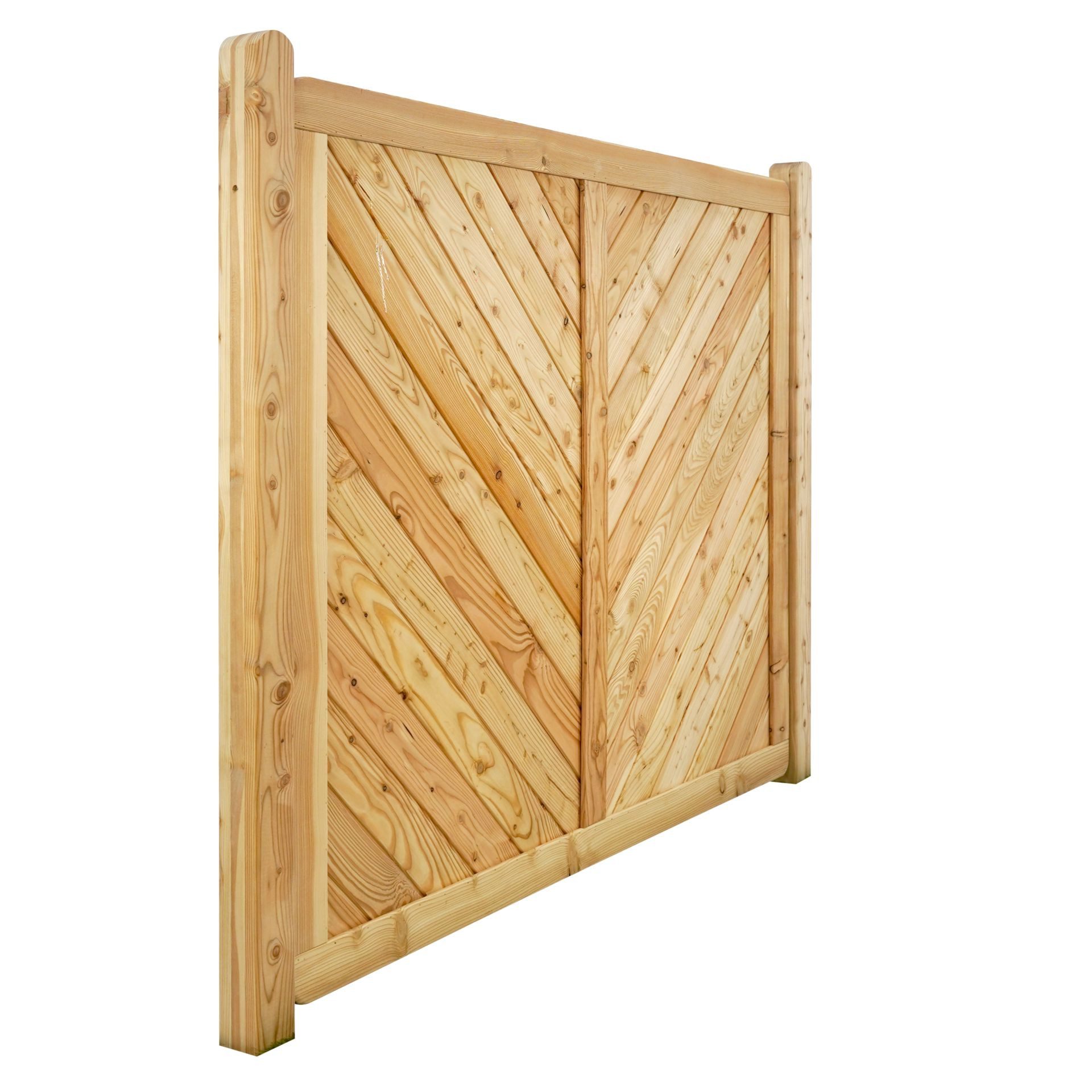 GartenLand Zaun Massivzaun Nizza gerade Lärche – Naturbelassen, (Set, Ohne Pfosten, 180x150 cm), gerade, Lärche