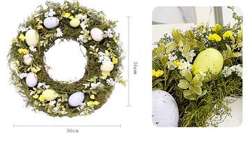 ANLÜDE Osterkranz 14 Zoll künstliche Blume Gras Ostern Kranz Egg Wreath
