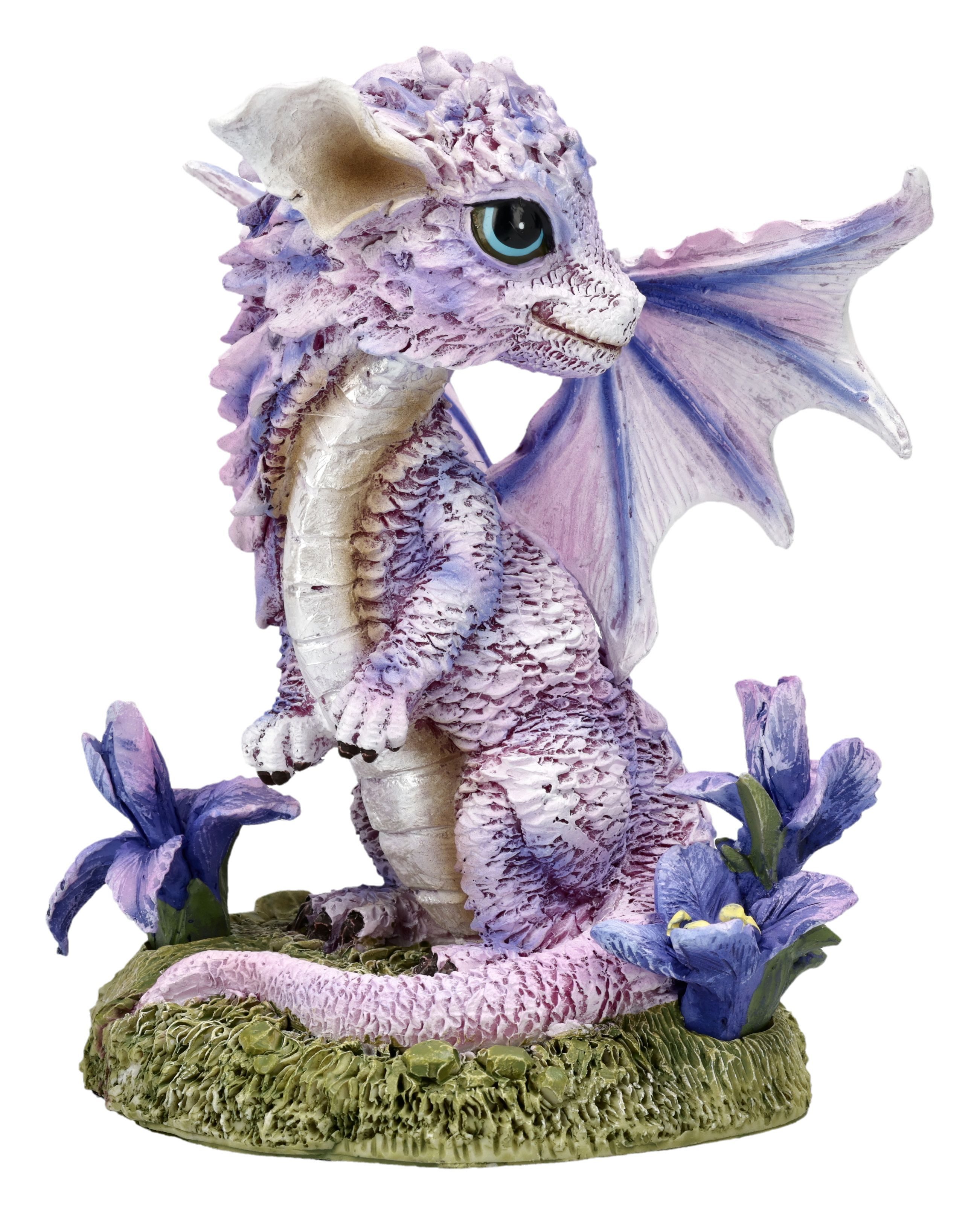 Figuren Shop GmbH Fantasy-Figur Drachen Herz Figur – Lila Fantasy Drache Statue 13 cm Dekofigur