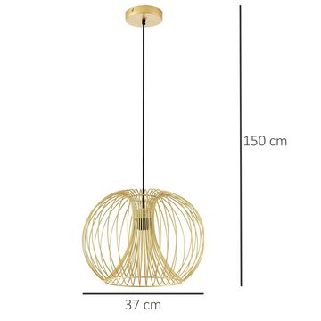 HOMCOM Pendelleuchte Deckenleuchte, Ein-,Ausschalter, Hängeleuchte Deckenlampe moderne Pendelleuchte E27 40W Stahl Gold