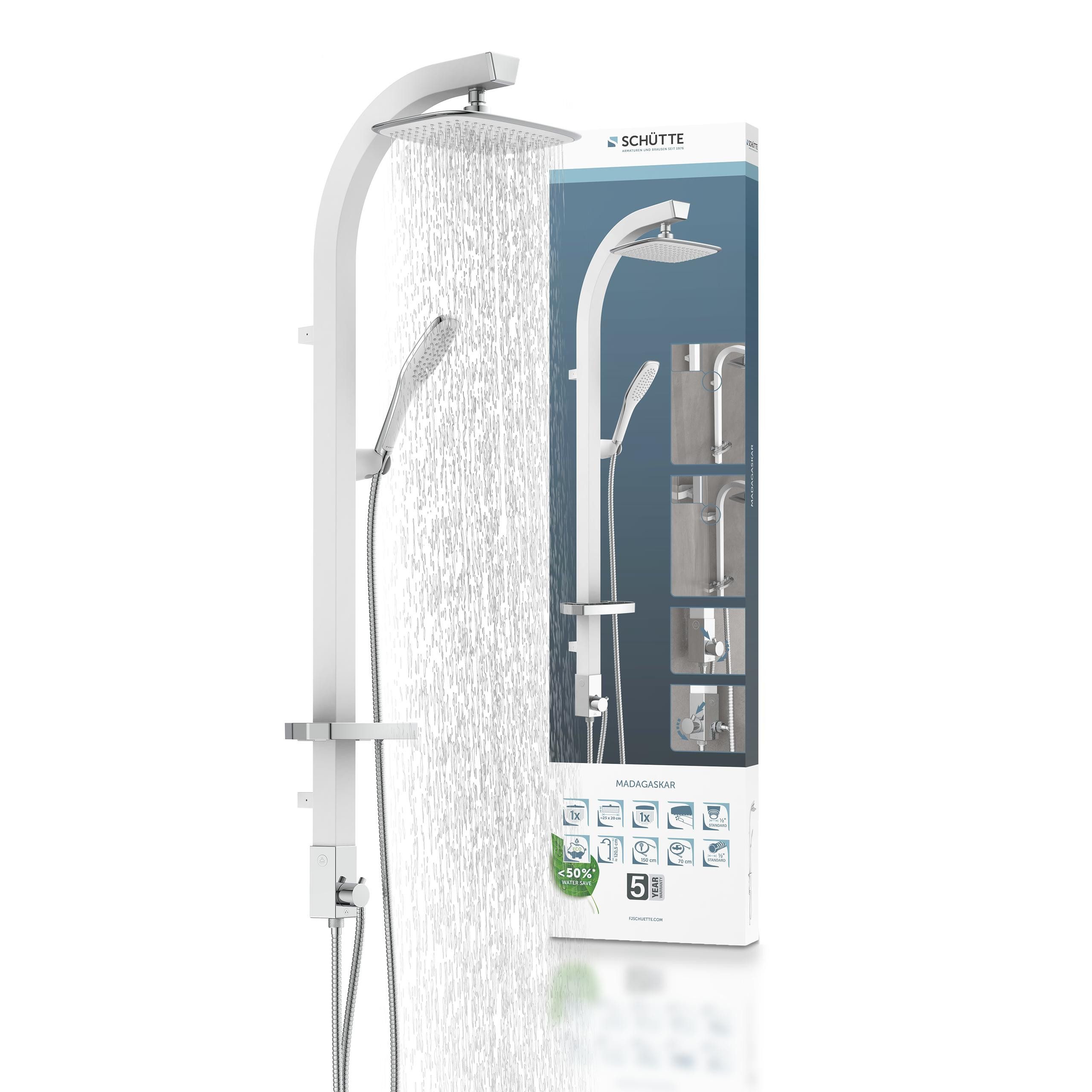Schütte Brausegarnitur MADAGASKAR, Höhe 123 cm, Set, inkl. Wasserspardichtung, Antikalk, abnehmbare Seifenschale