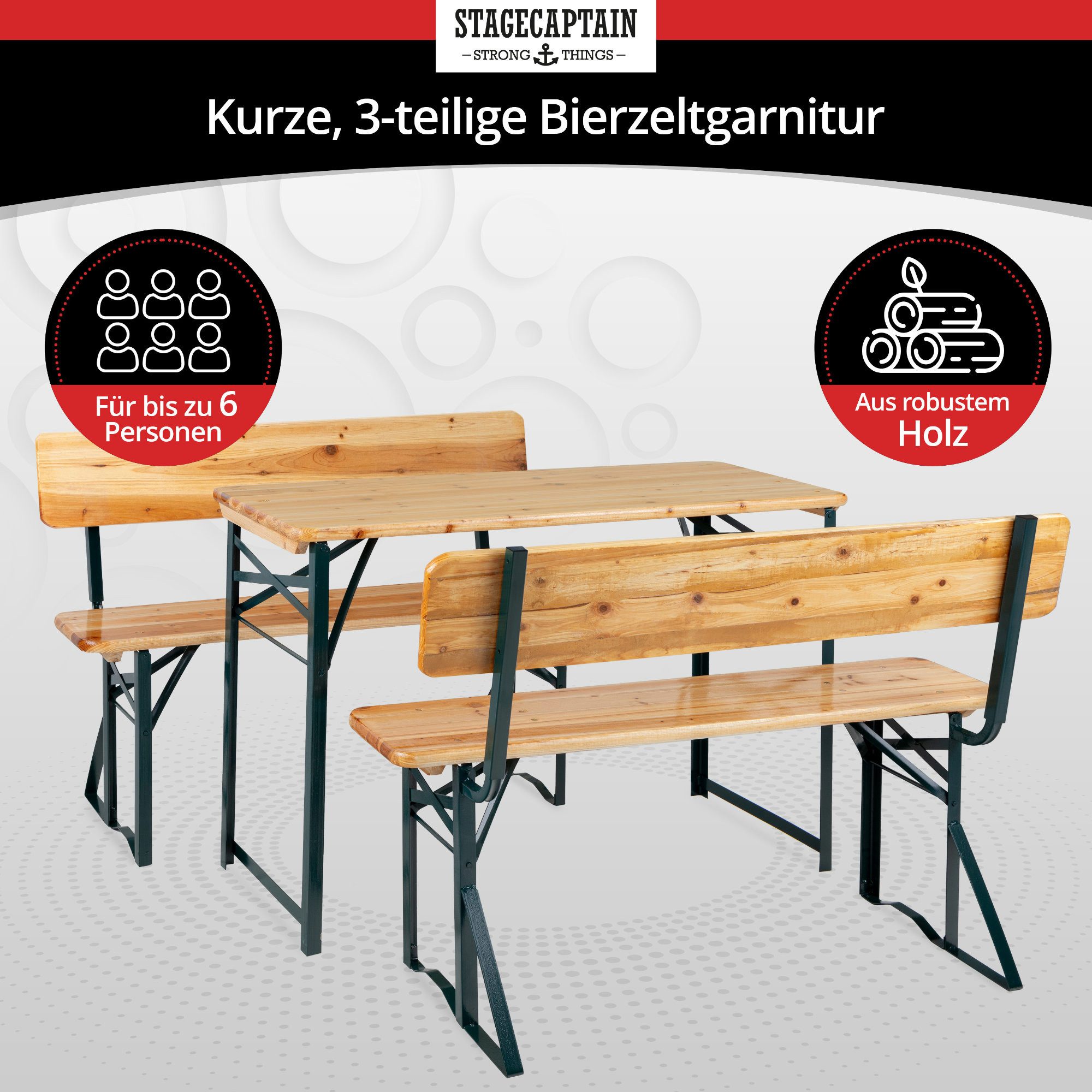 Stagecaptain Bierzeltgarnitur Hirschgarten BB-119 Sitzgarnitur mit Lehne 11 günstig online kaufen