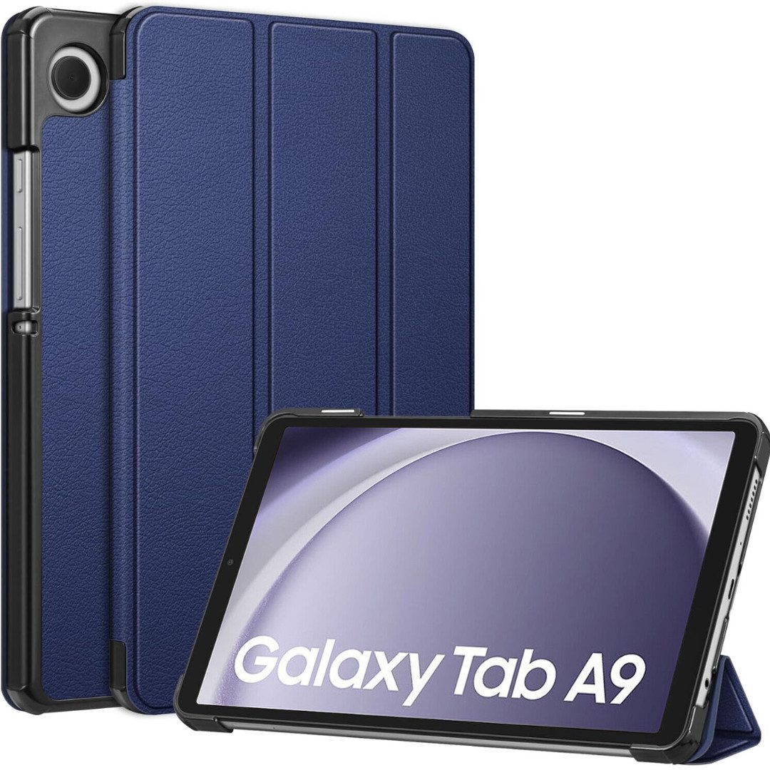 SmartUP Tablet-Hülle für Samsung Galaxy Tab A9 Klapphülle Tasche Case Cover Schutzglas 9H 8,7 Zoll, integrierte Standfunktion, integrierter Magnetverschluss