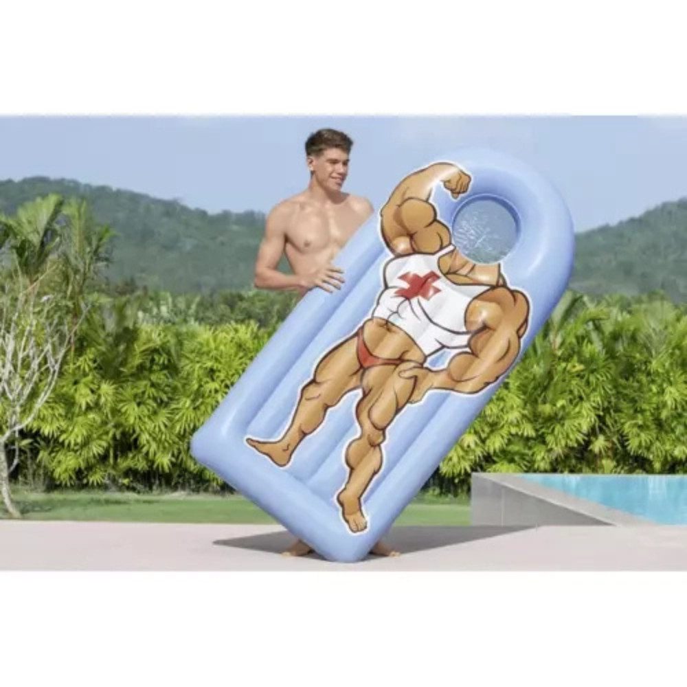 Bestway Luftmatratze Wasserliege Poolliege, (Spar-Set, 1-St., 188 x 89 cm robust), 2 Luftkammern, Kopfstütze, Reparaturflicken