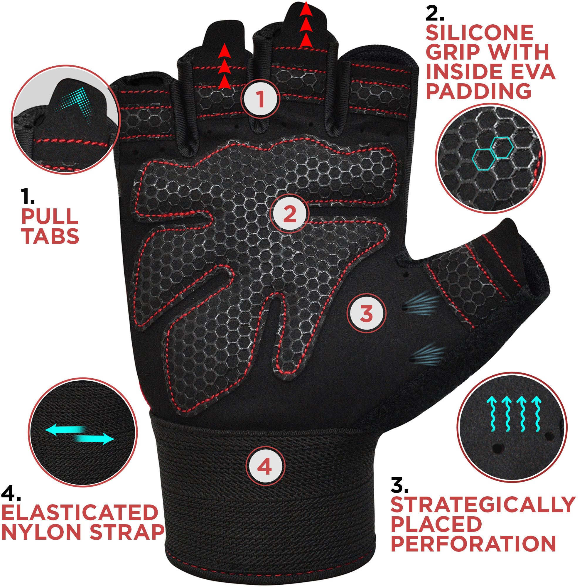 RDX Trainingshandschuhe RDX Fitness Handschuhe Frauen Männer Anti-Rutsch Workout Handschuhe