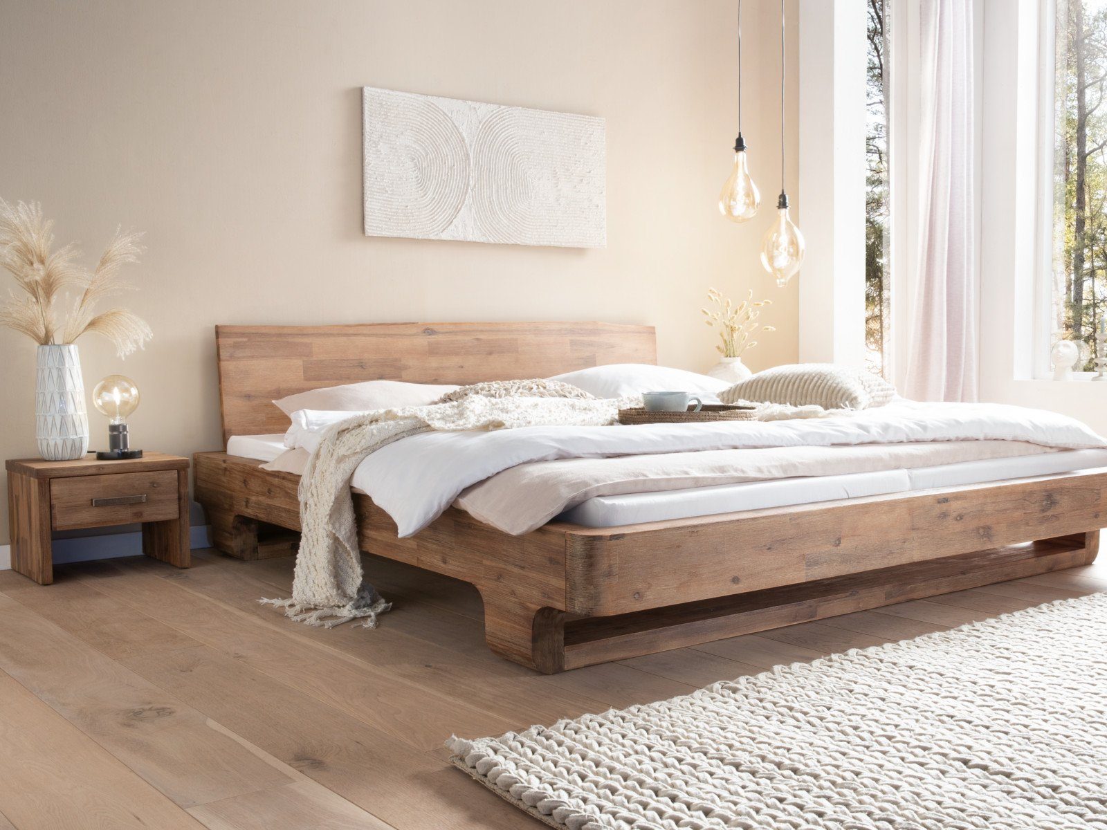 massivum Massivholzbett Holzbett Sendai Akazie gebürstet 180x200 cm günstig online kaufen