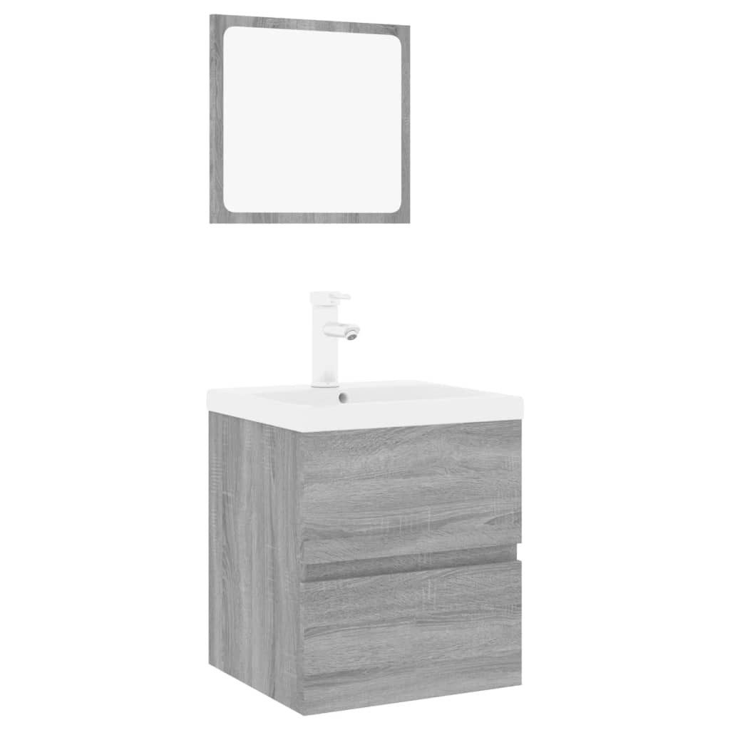 vidaXL Badezimmer-Set Badmöbel-Set Grau Sonoma Holzwerkstoff, günstig online kaufen