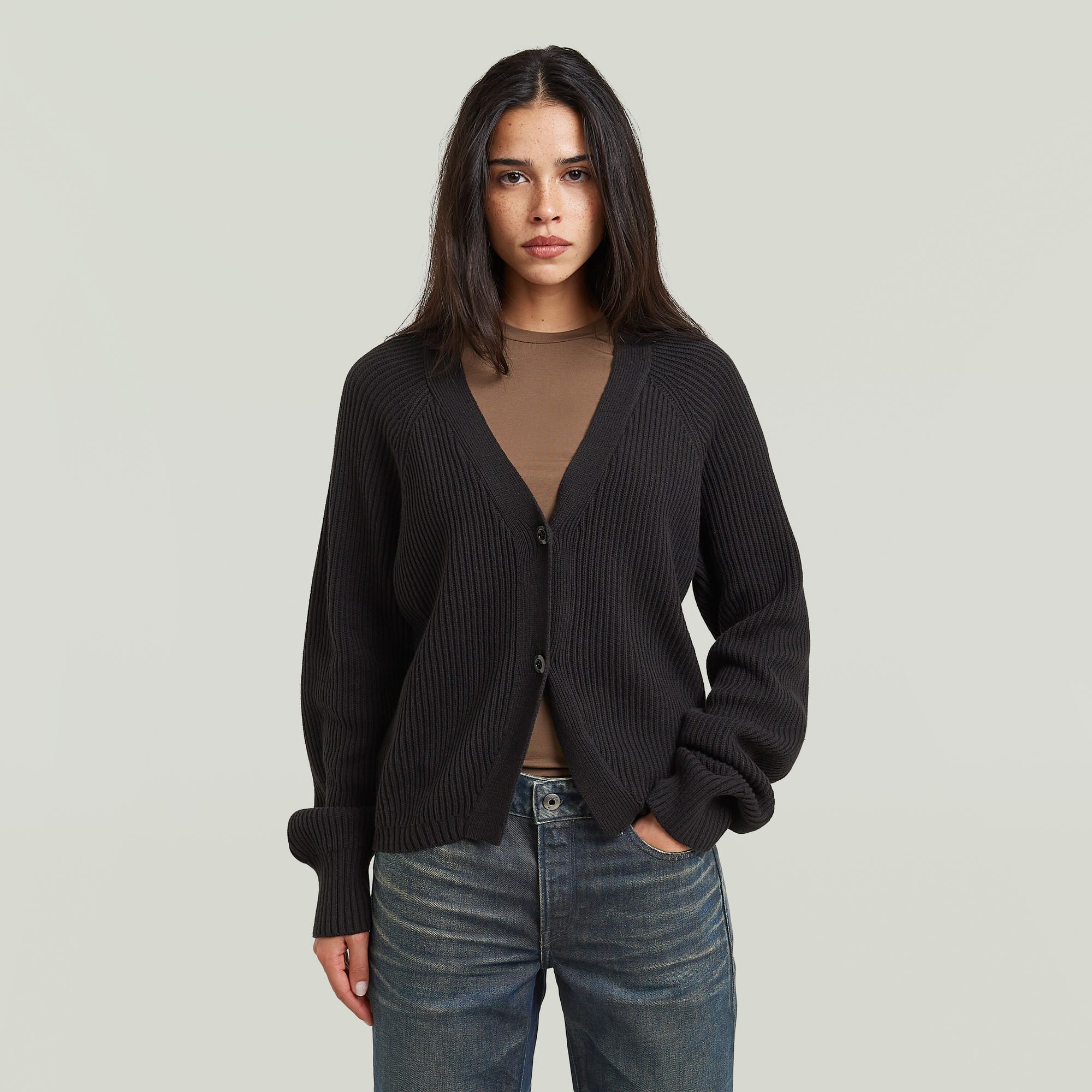 G-STAR Cardigan Unit Cardi wmn mit V-Ausschnitt, Baumwollmix