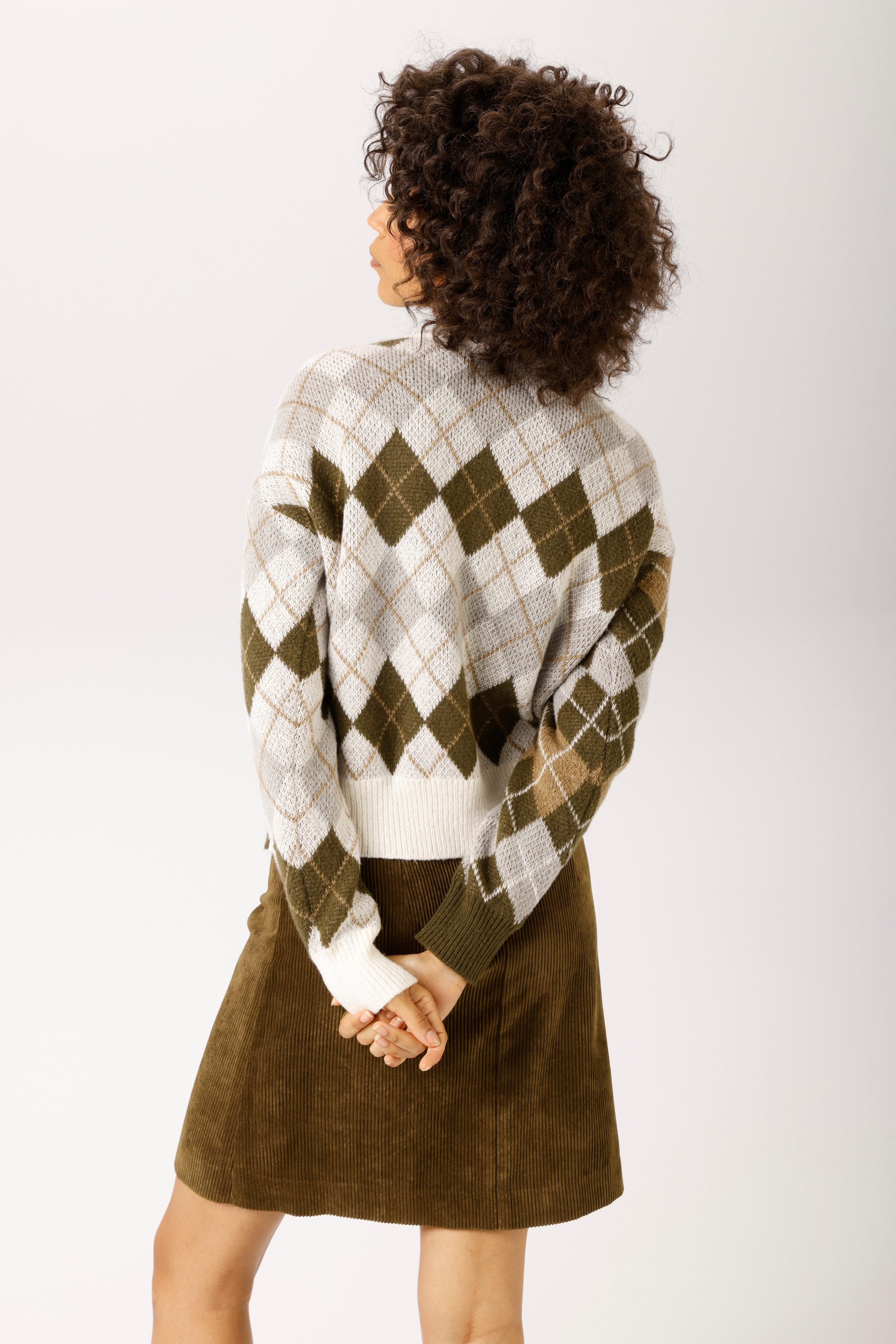 Aniston CASUAL Strickjacke im trendfarbenen Rauten-Muster-Mix - NEUE KOLLEKTION – Bild 3 von 5
