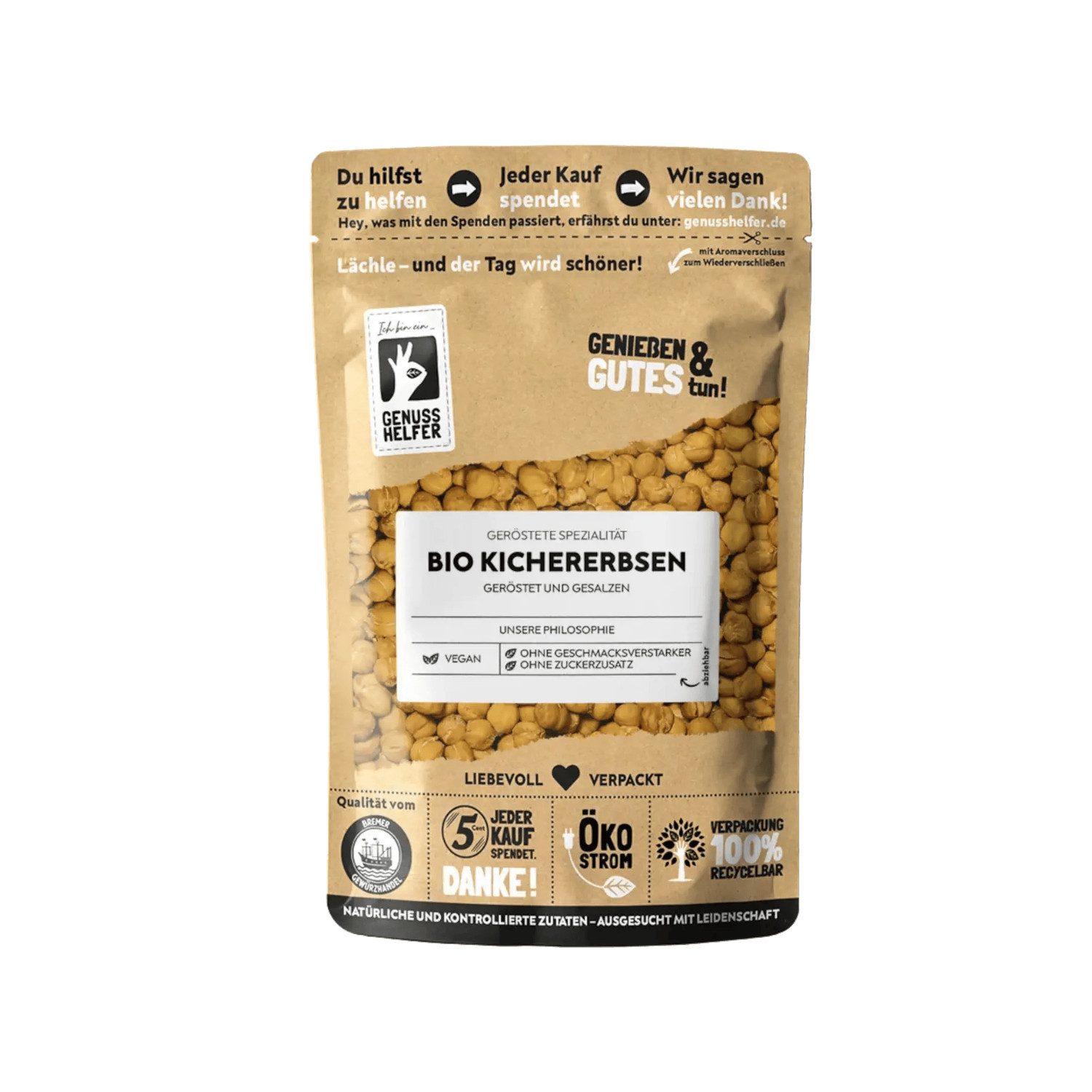 Bremer Gewürzhandel Nüsse BIO Kichererbsen, geröstet & leicht gesalzen, 125 g