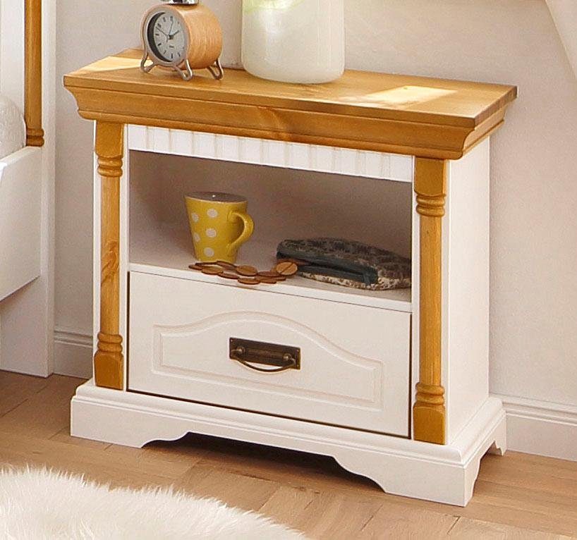 OTTO home Nachtkonsole Graz, aus massiver Kiefer, mit aufwendigen Details, günstig online kaufen