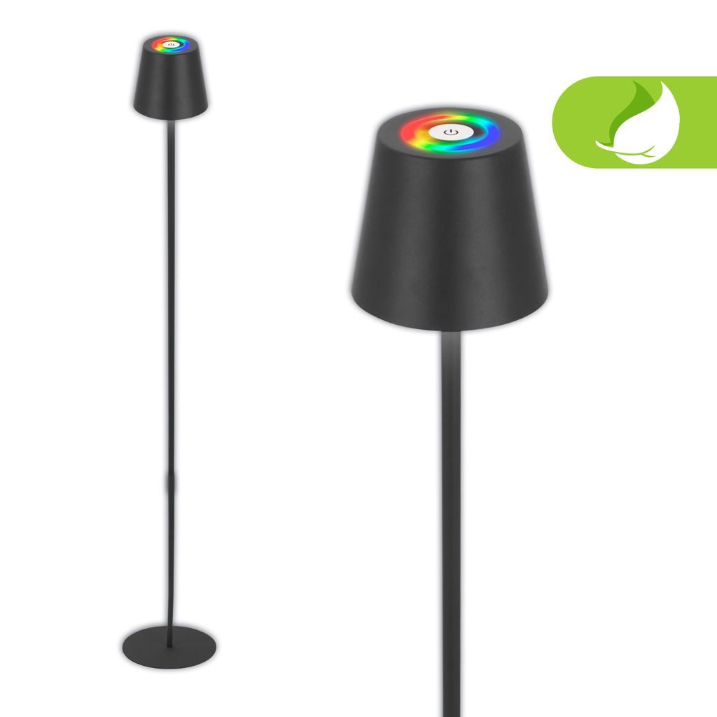 Briloner Leuchten Stehlampe Stehleuchte Outdoor Akku Touch dimmbar Kabellos 1507015, LED fest integriert, 2700K - Extra-Warmweiß, Stehleuchte 133x20,8 cm Anthrazit 6W Wohnzimmer Outdoor Schlafzimmer