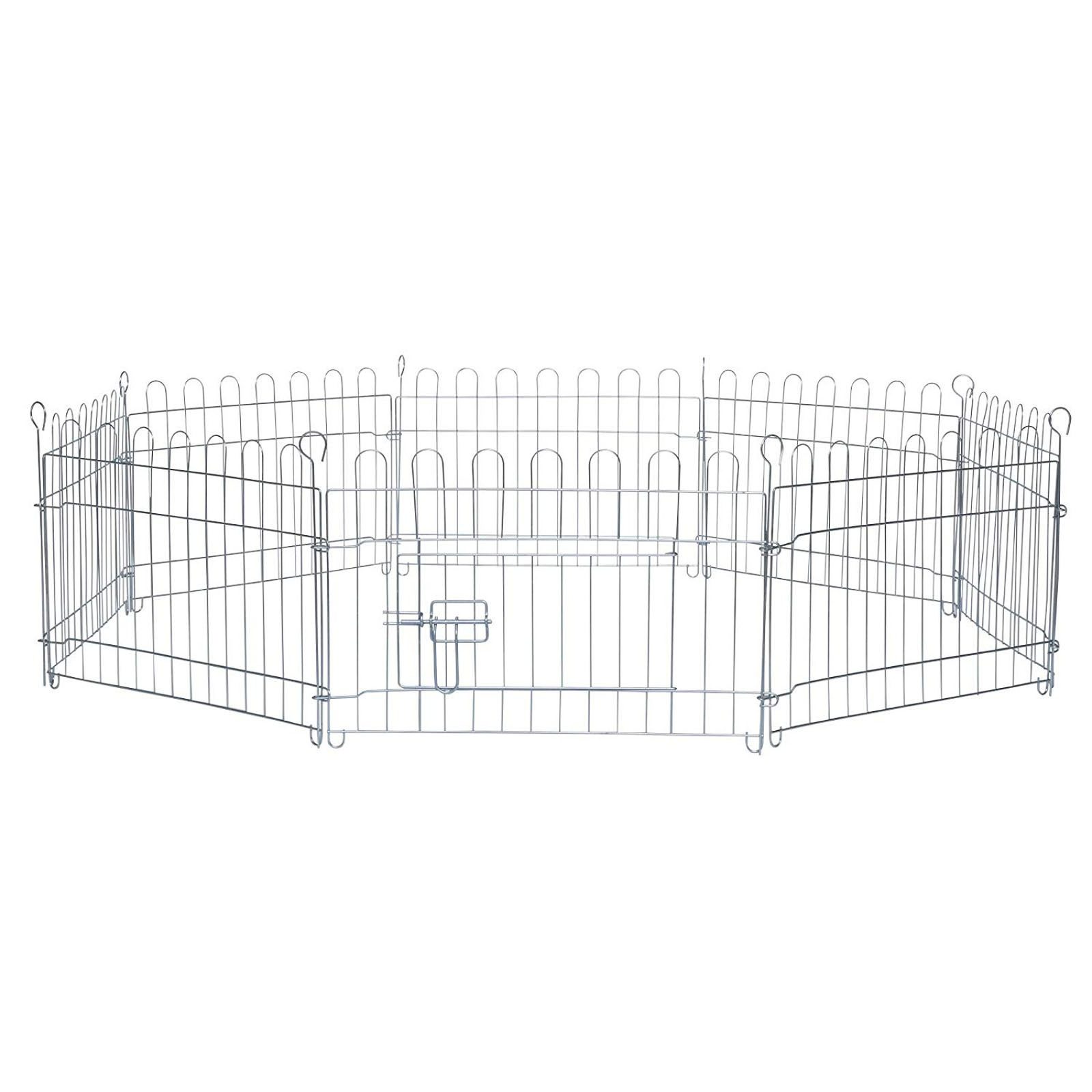 lionto Freigehege für Kleintiere, 8-teilig mit Tür & Netzabdeckung 59x38 cm, mit Schutznetz, wetterfester Auslauf für Kaninchen & Meerschweinchen
