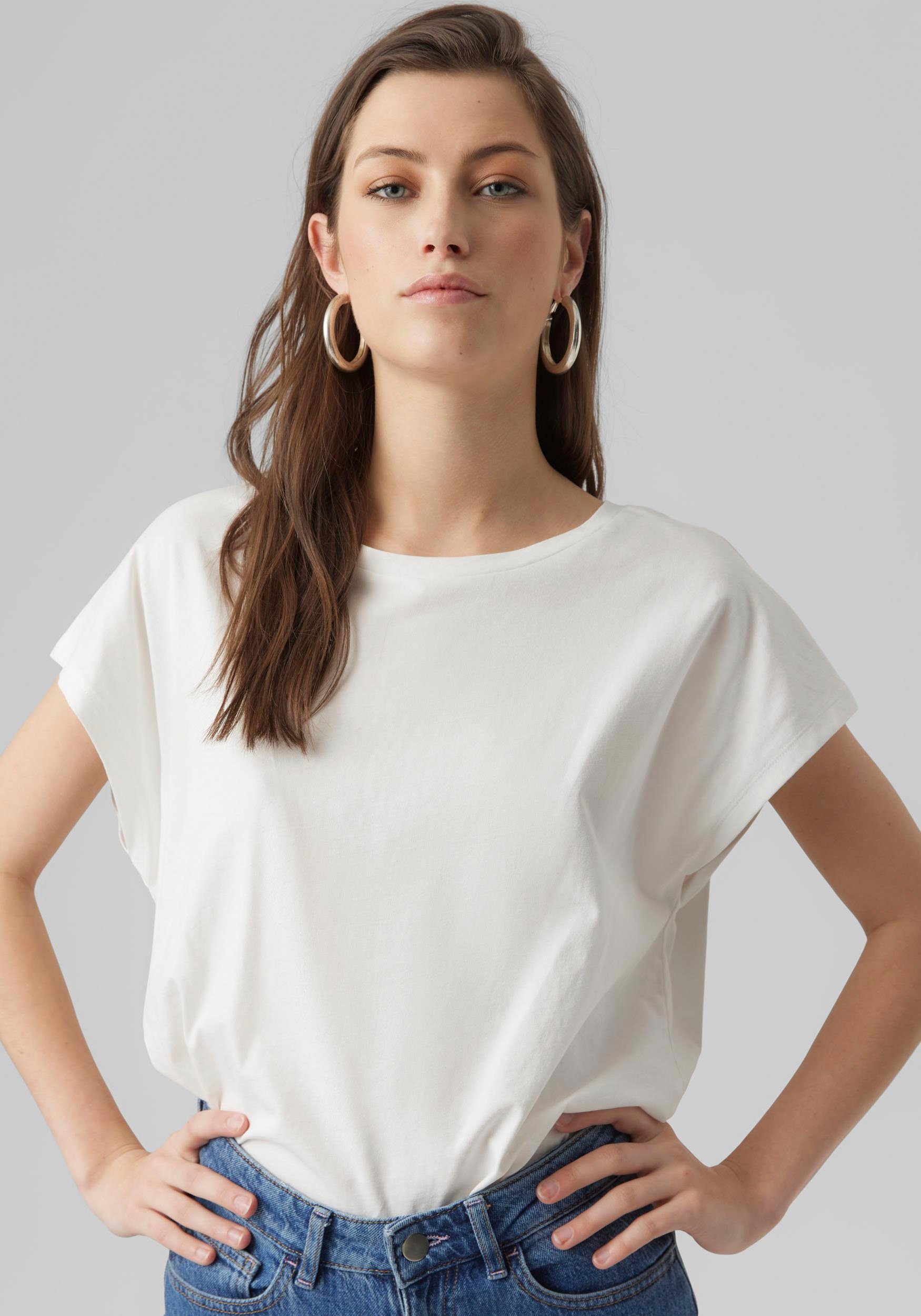 Vero Moda Kurzarmshirt SS VMPIA WIDE NOOS Snow White TOP