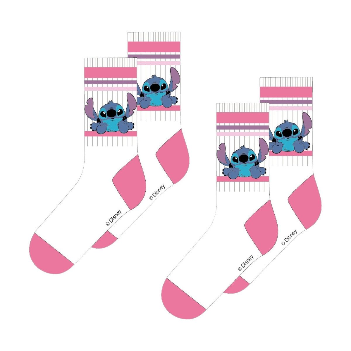 Lilo & Stitch Socken - 2'er Pack Kindersocken Sportsocken Baumwollmischung Weiß (2-Paar)